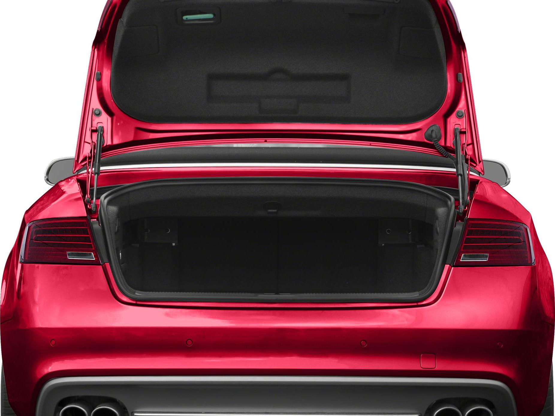 Open trunk rear view showing cargo space and tail lights.
