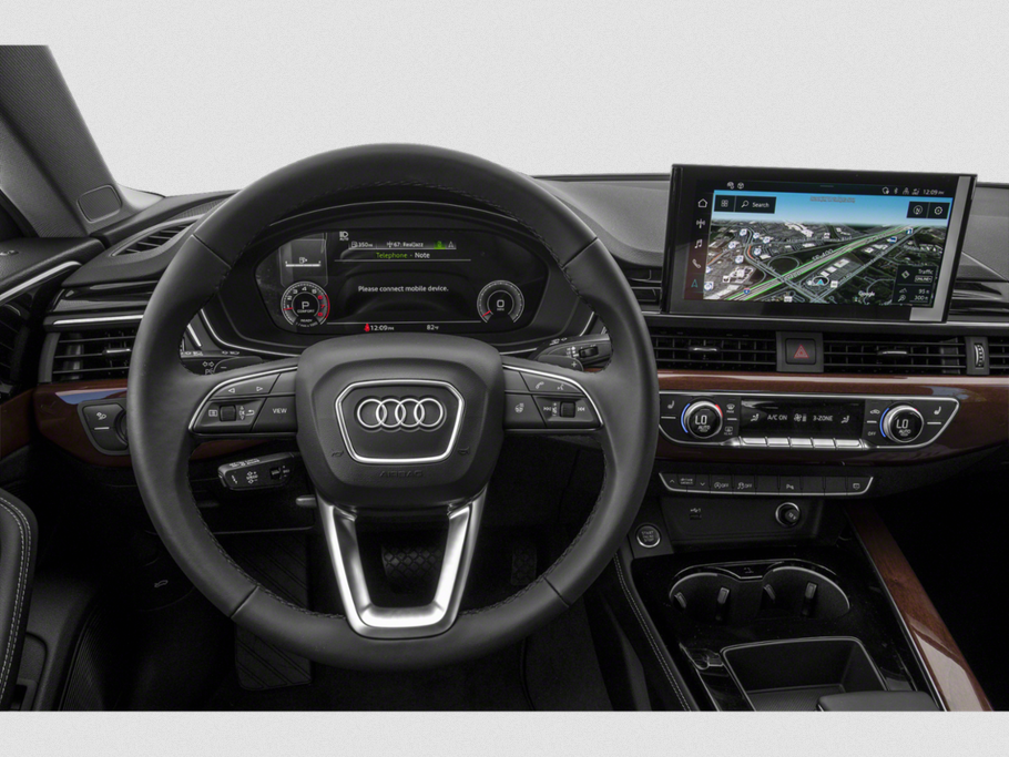 Digital instrument cluster and navigation touchscreen display in car interior