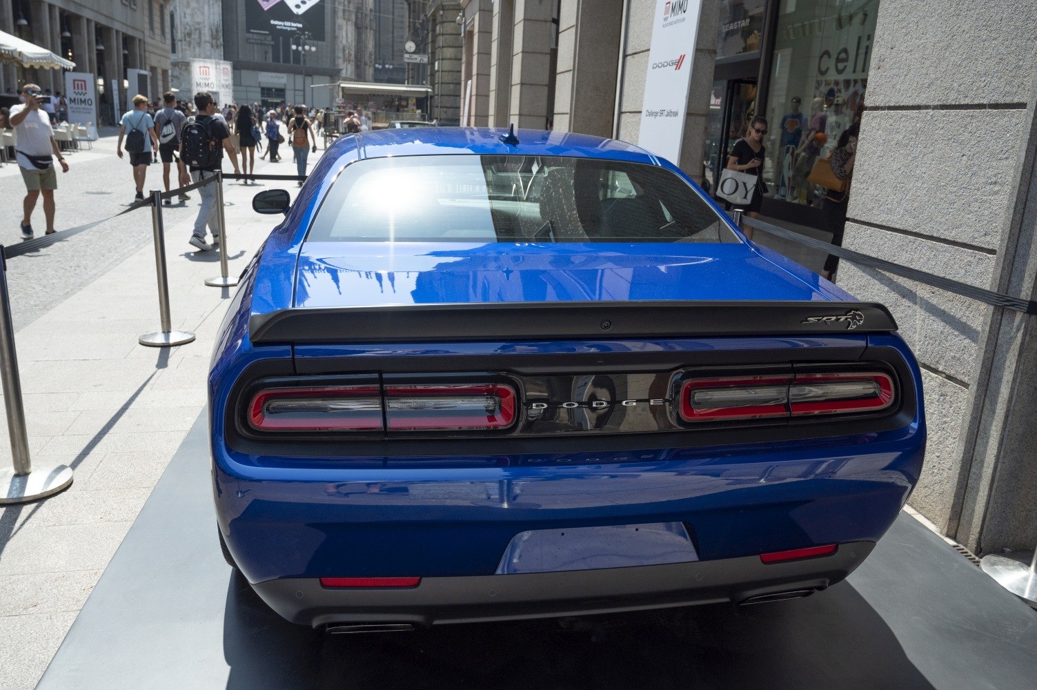 Rear view showcasing taillights and SRT Hellcat spoiler