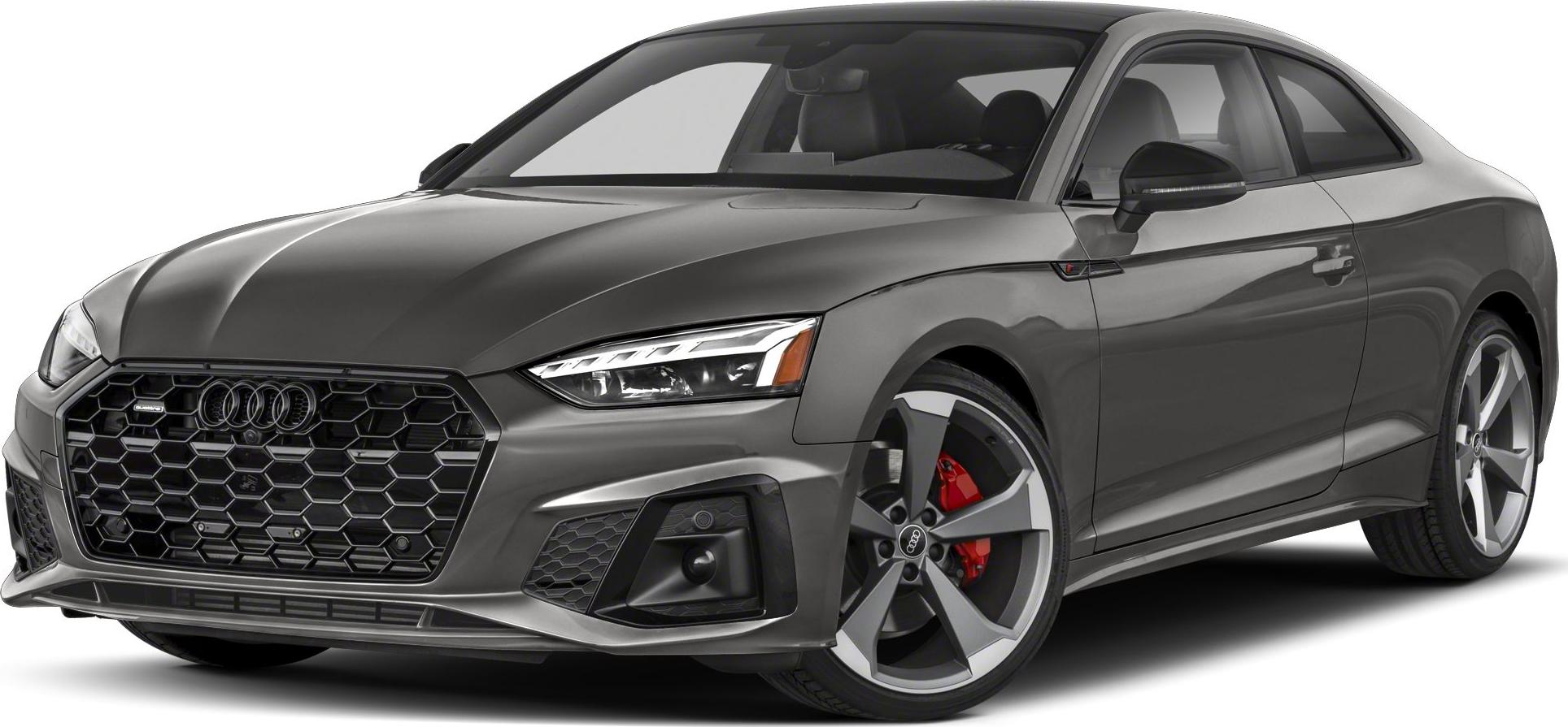 Hexagonal honeycomb grille and red brake calipers on front angle view.