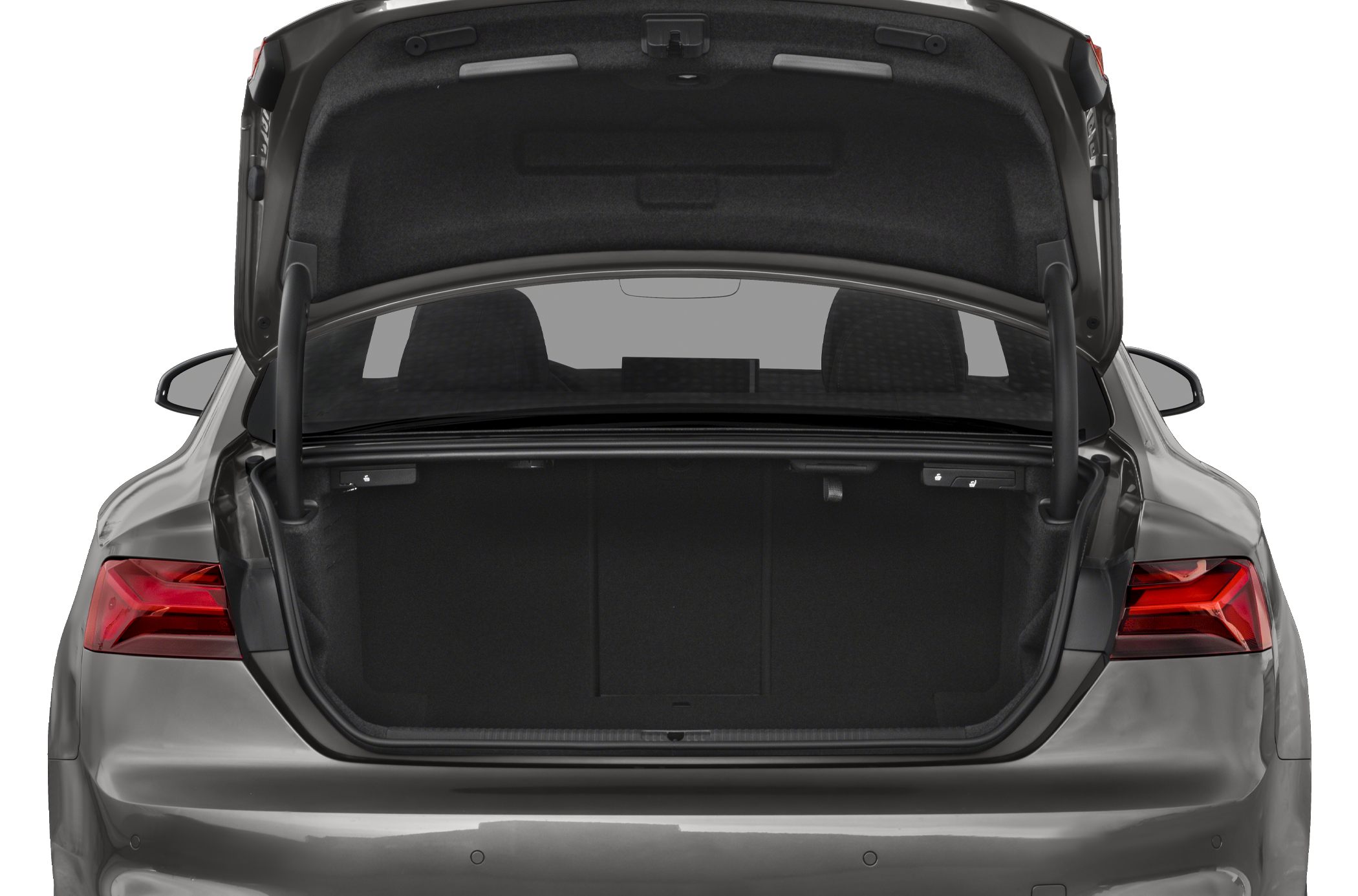Open trunk with spacious cargo area and rear seat access