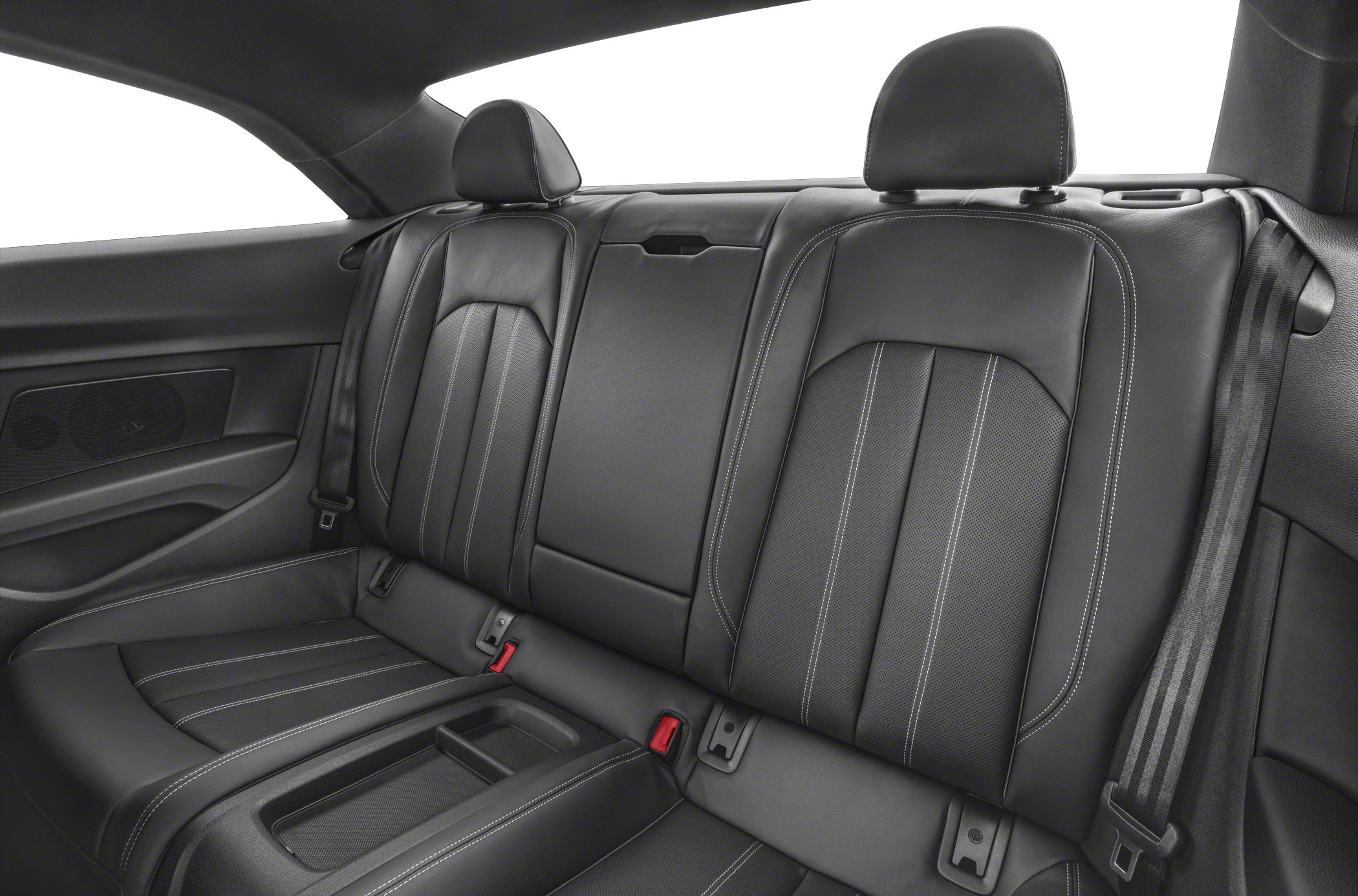 Rear leather seats with headrests and detailed stitching