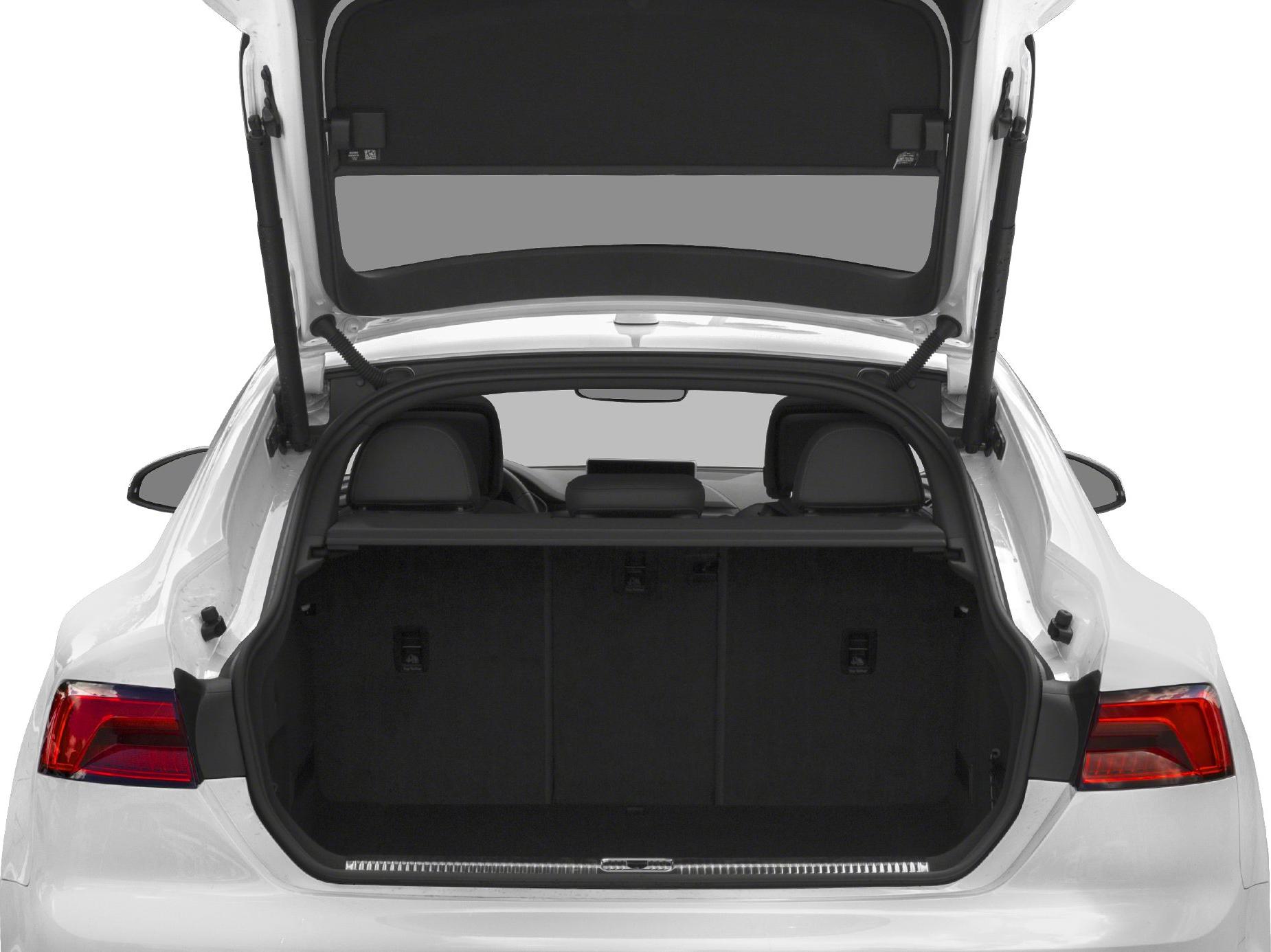 Open trunk with spacious rear cargo area and visible rear seats