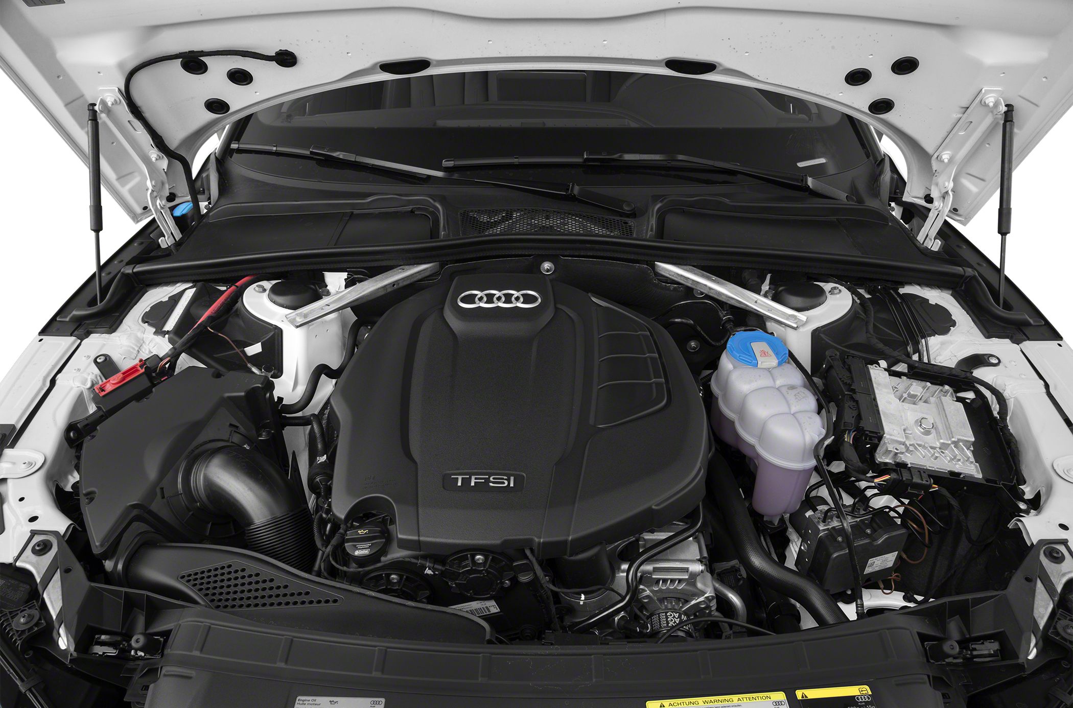Engine bay with TFSI engine cover and components