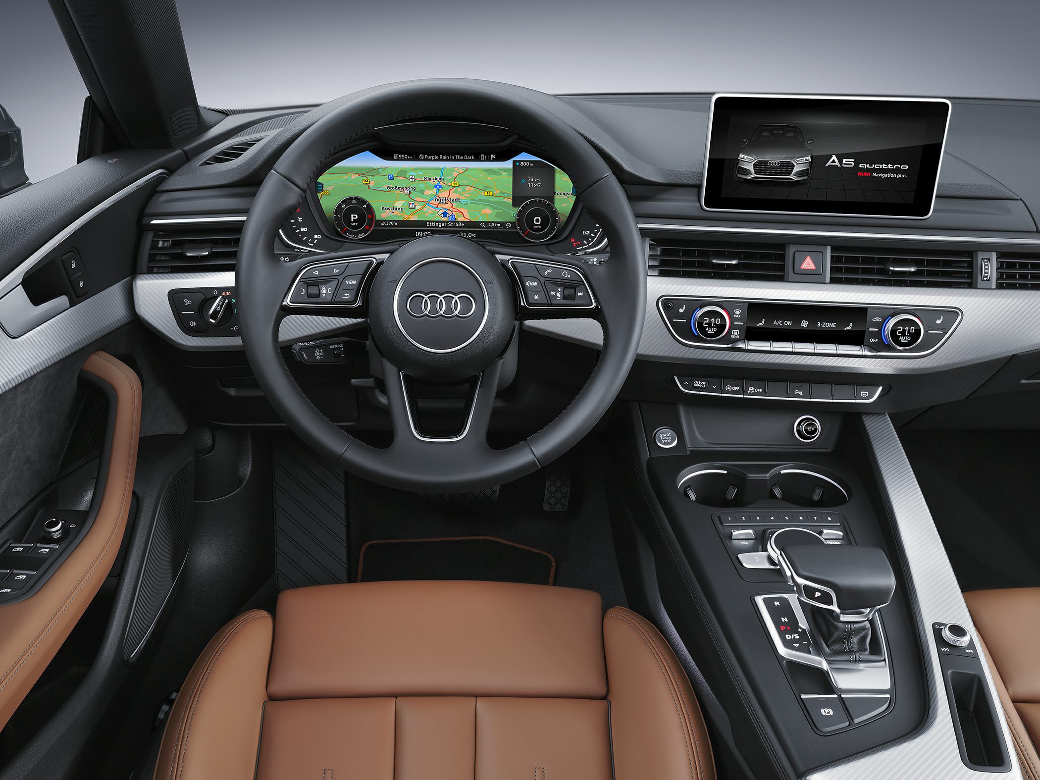 Digital instrument cluster and advanced infotainment system with premium interior detailing.