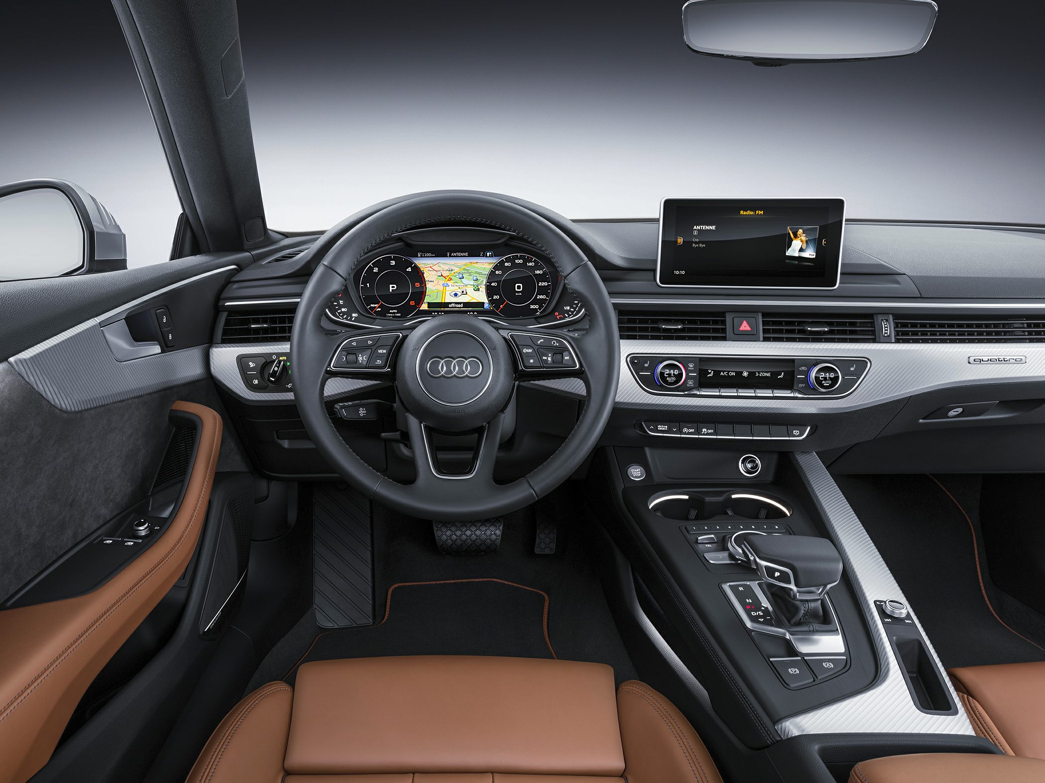 Digital dashboard and infotainment system in luxury car interior