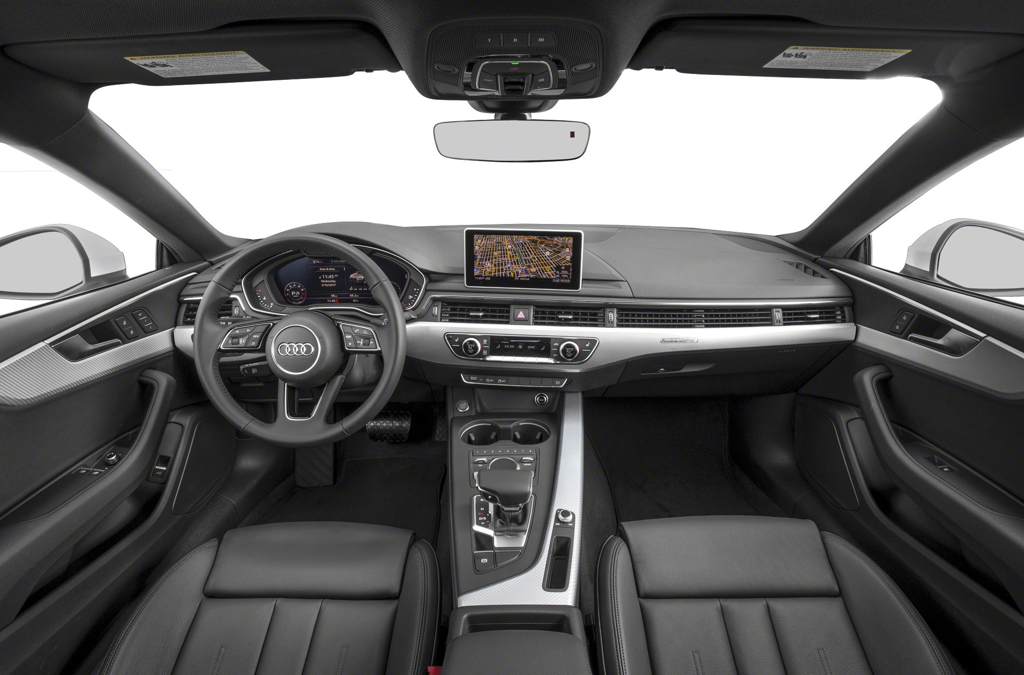 Digital dashboard, infotainment screen, steering wheel, and center console