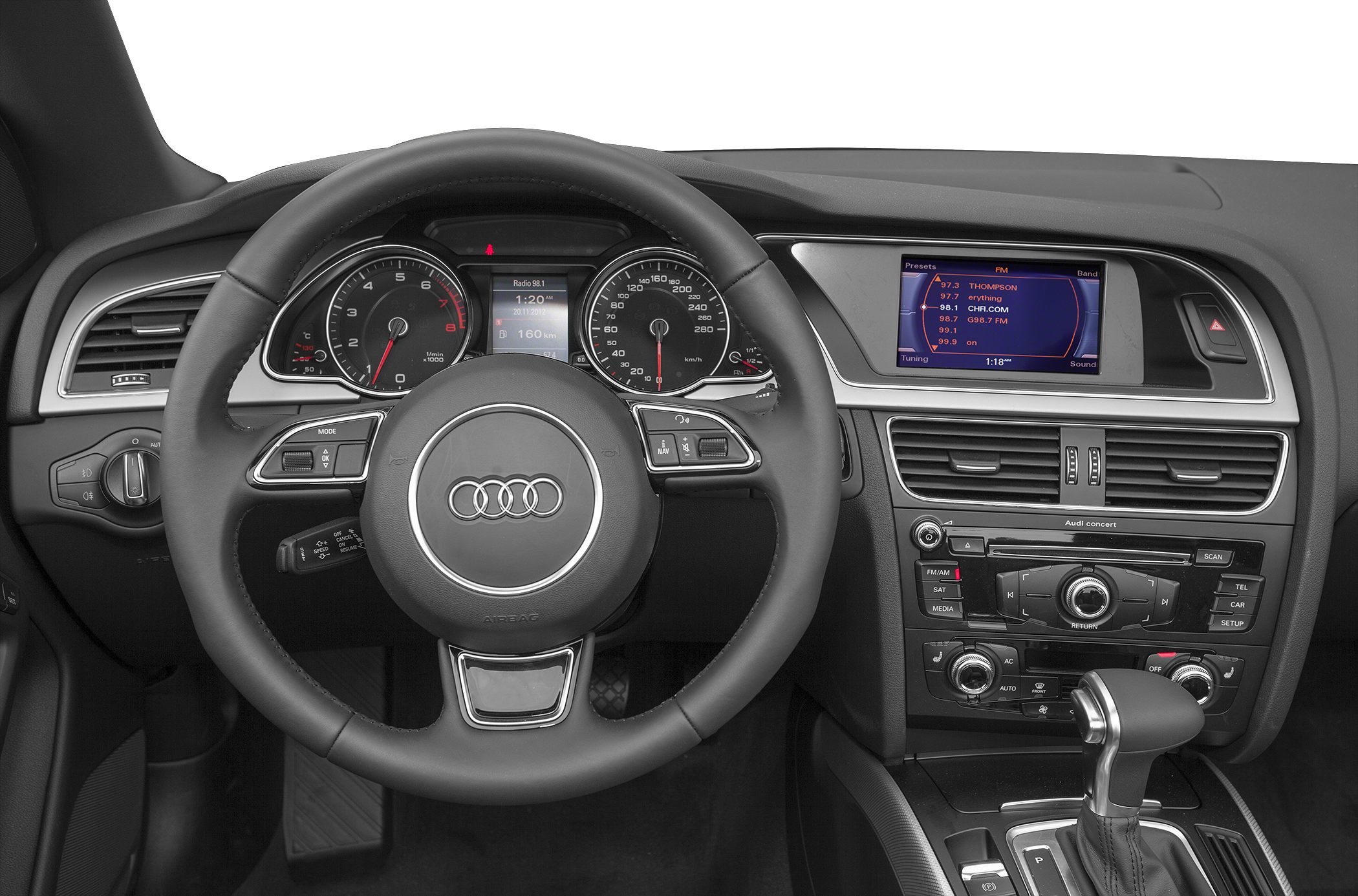 Steering wheel, dashboard, instrument cluster, multimedia screen