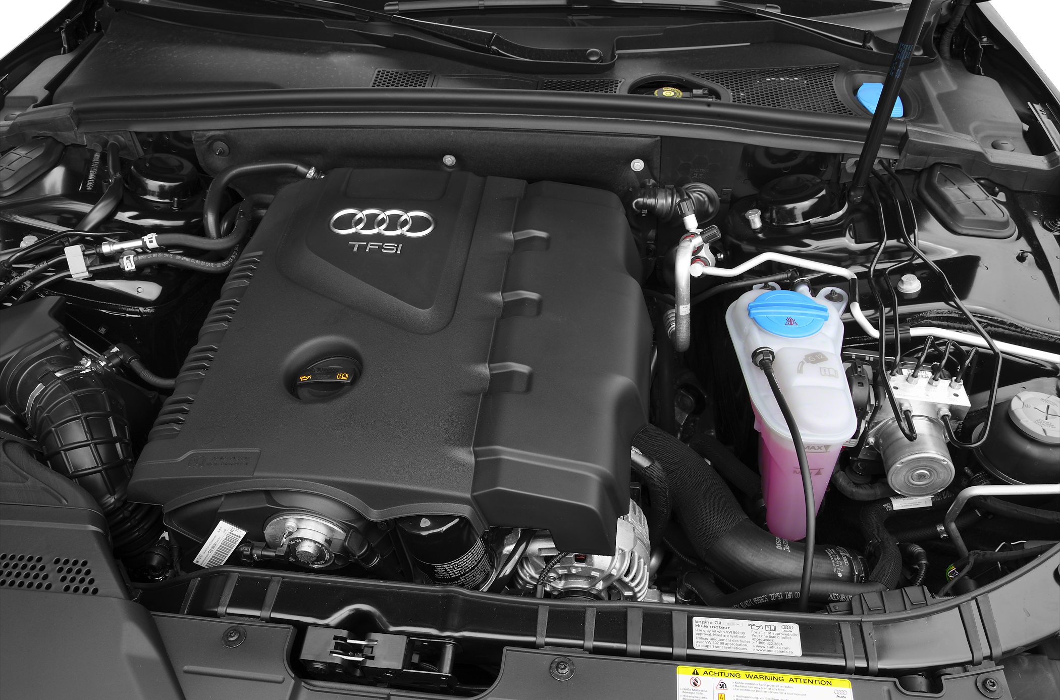 Audi TFSI engine with coolant reservoir in engine bay