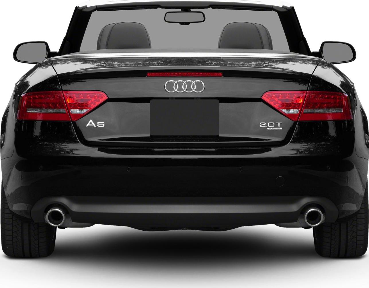 Rear view of convertible with dual exhausts and distinct taillights