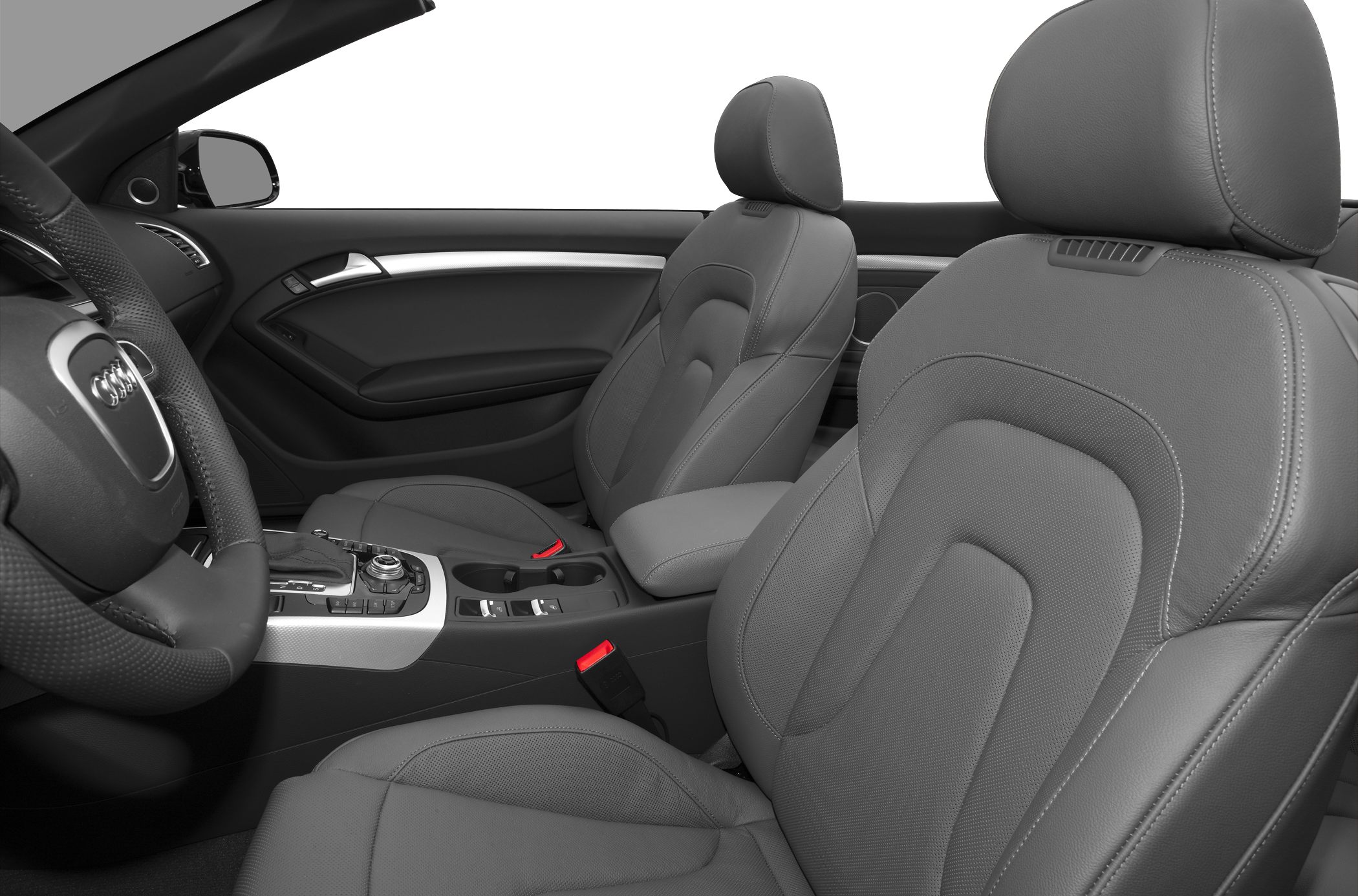 Leather sports seats and center console with multimedia controls