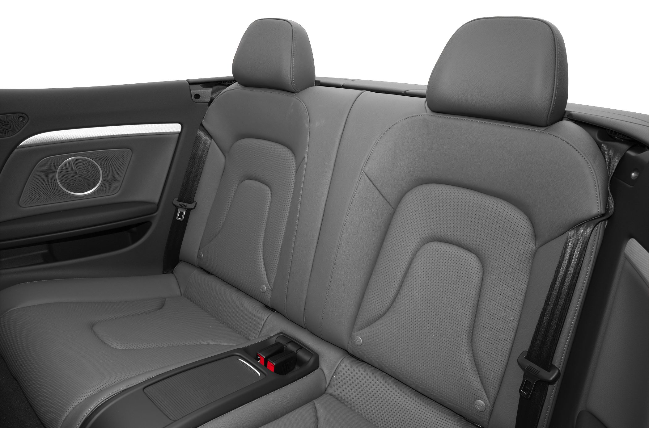Rear leather seats with headrests and seatbelts