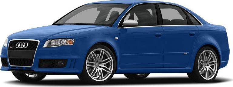 Sporty blue sedan with multi-spoke alloy wheels and four-door body.