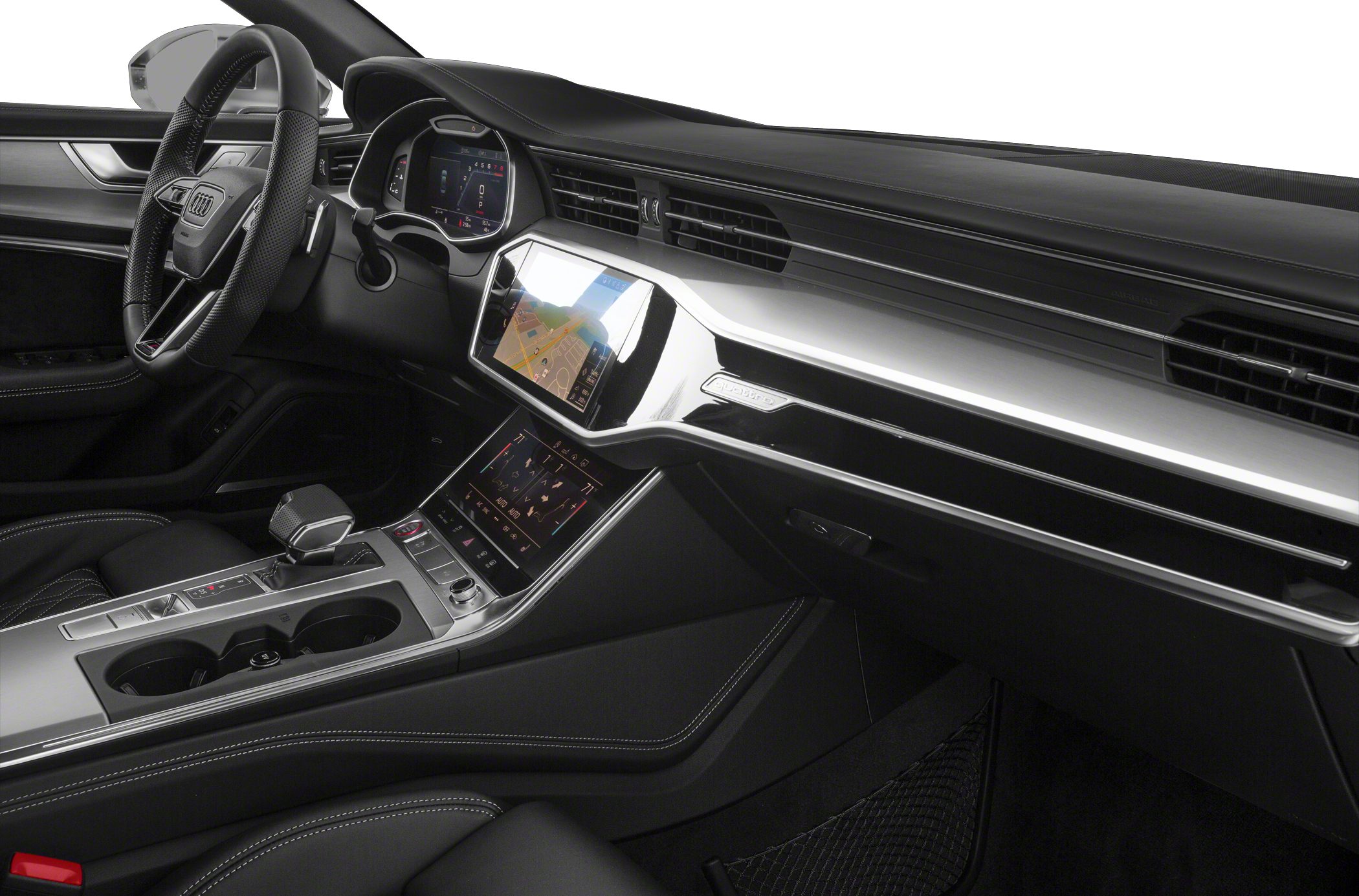 Luxurious interior with dual touchscreens and digital instrument cluster