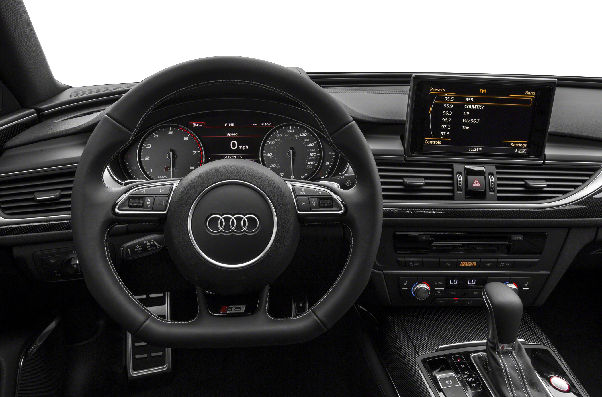 Audi S6 steering wheel, digital instrument cluster, infotainment system