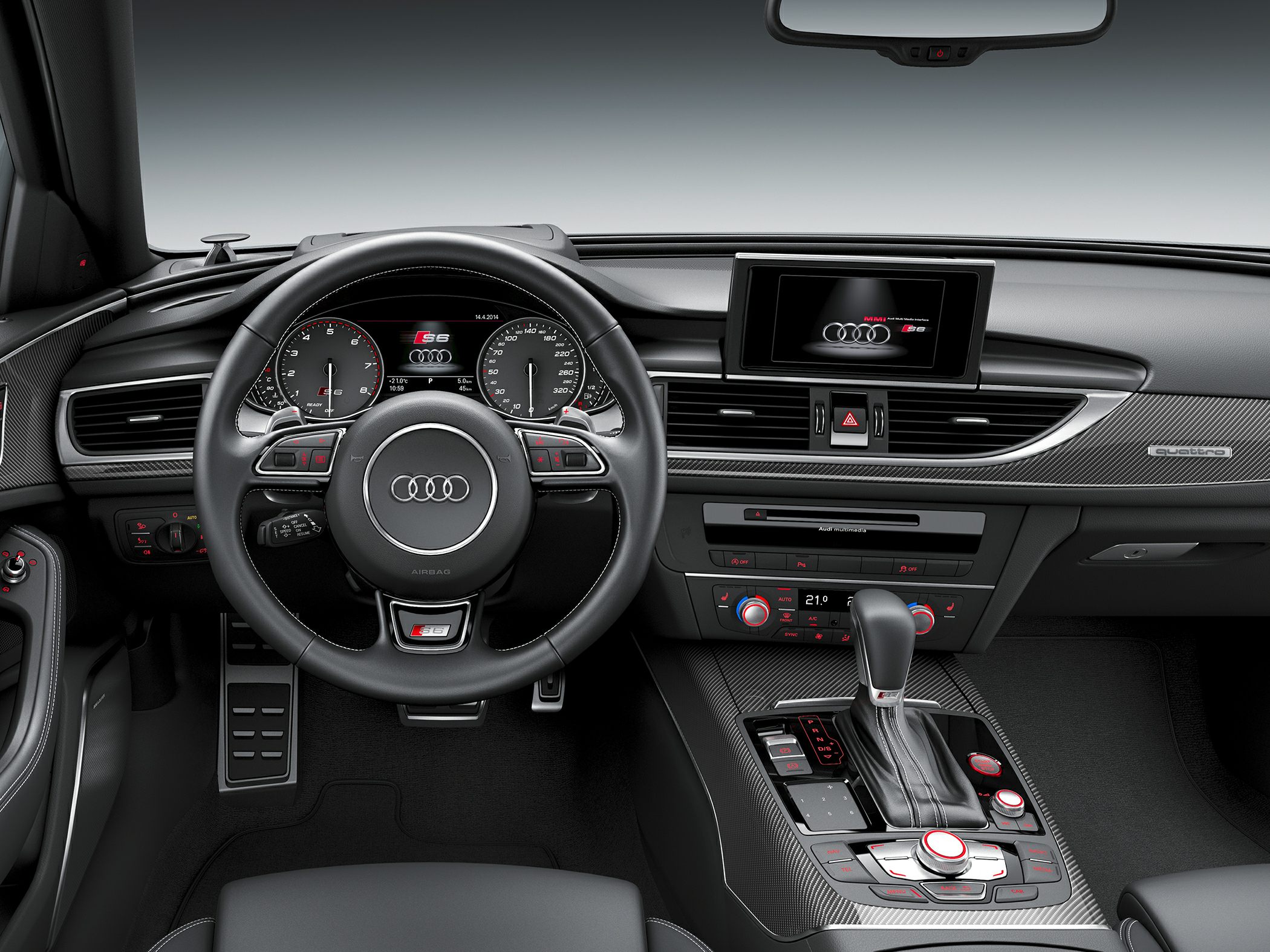 Multifunction steering wheel and digital dashboard with center console