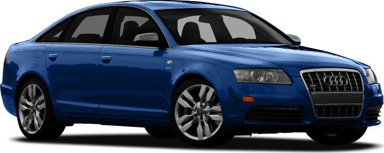 Blue sedan with alloy wheels and distinctive front grille design.