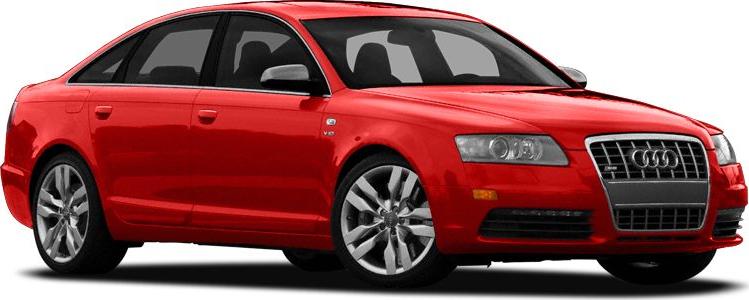 Red luxury sedan with prominent front grille and alloy wheels.