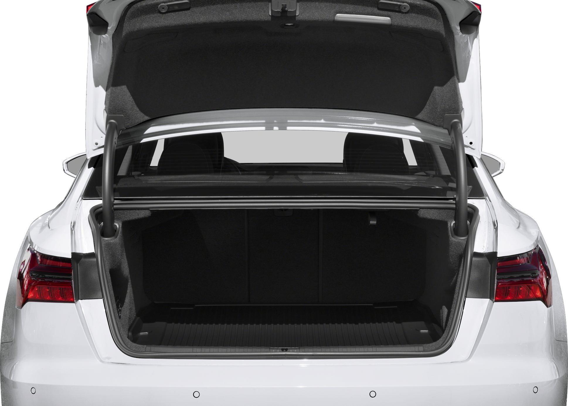 Spacious open trunk with visible rear seats
