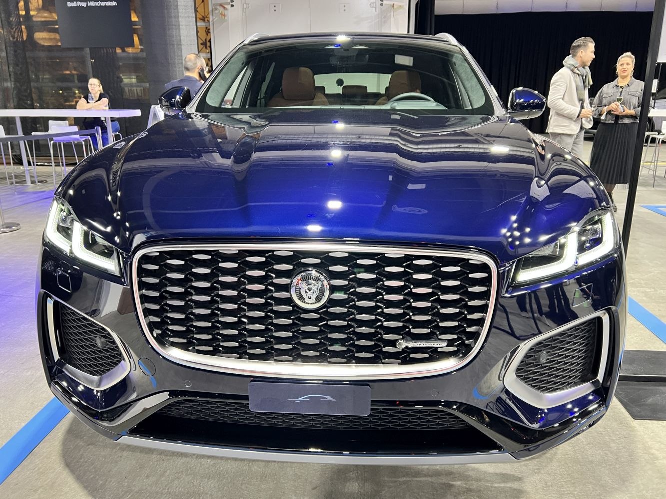 Front view with signature grille and LED headlights