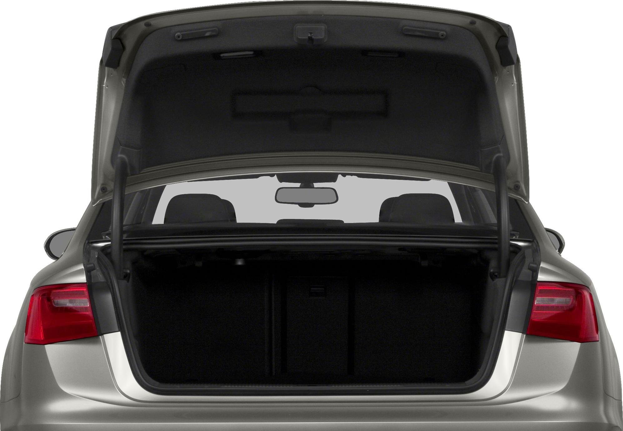 Open trunk with spacious cargo area and visible rear tail lights
