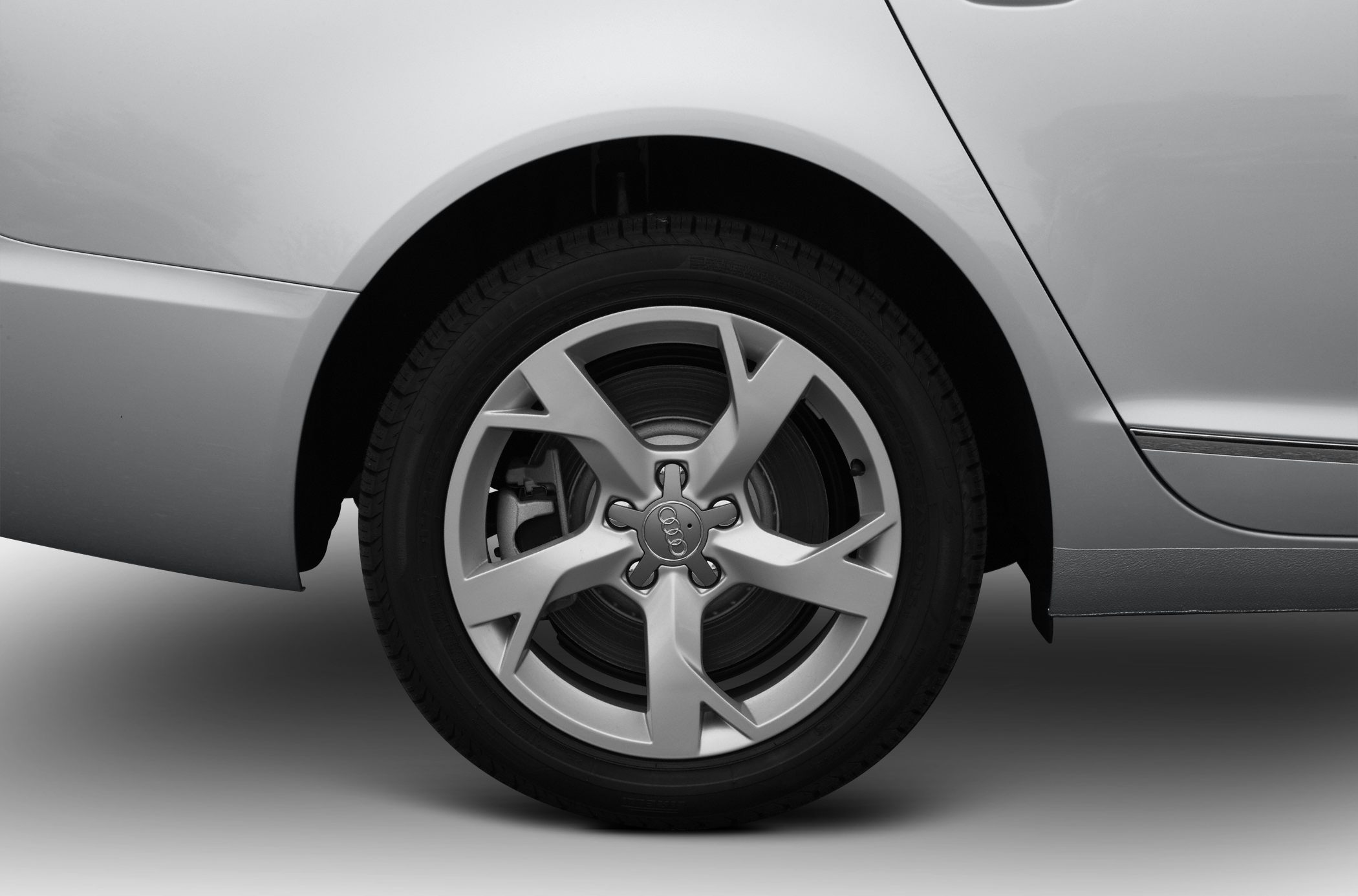 Close-up of alloy wheel with brake disc and caliper