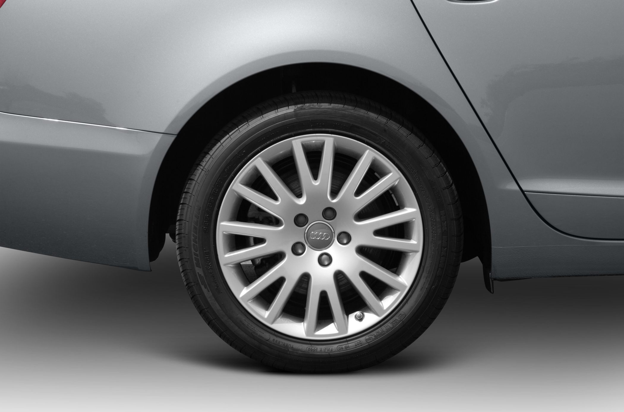 Close-up of alloy wheel and rear fender section