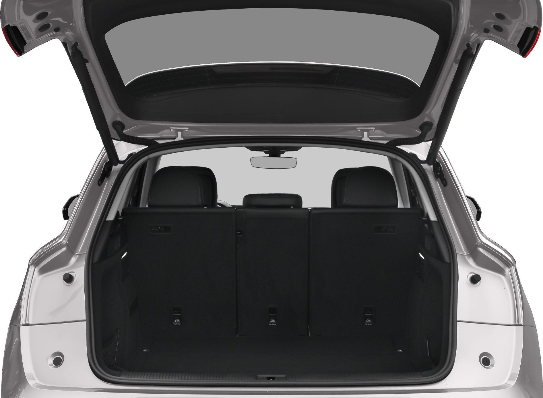 Spacious open trunk with rear seats visible