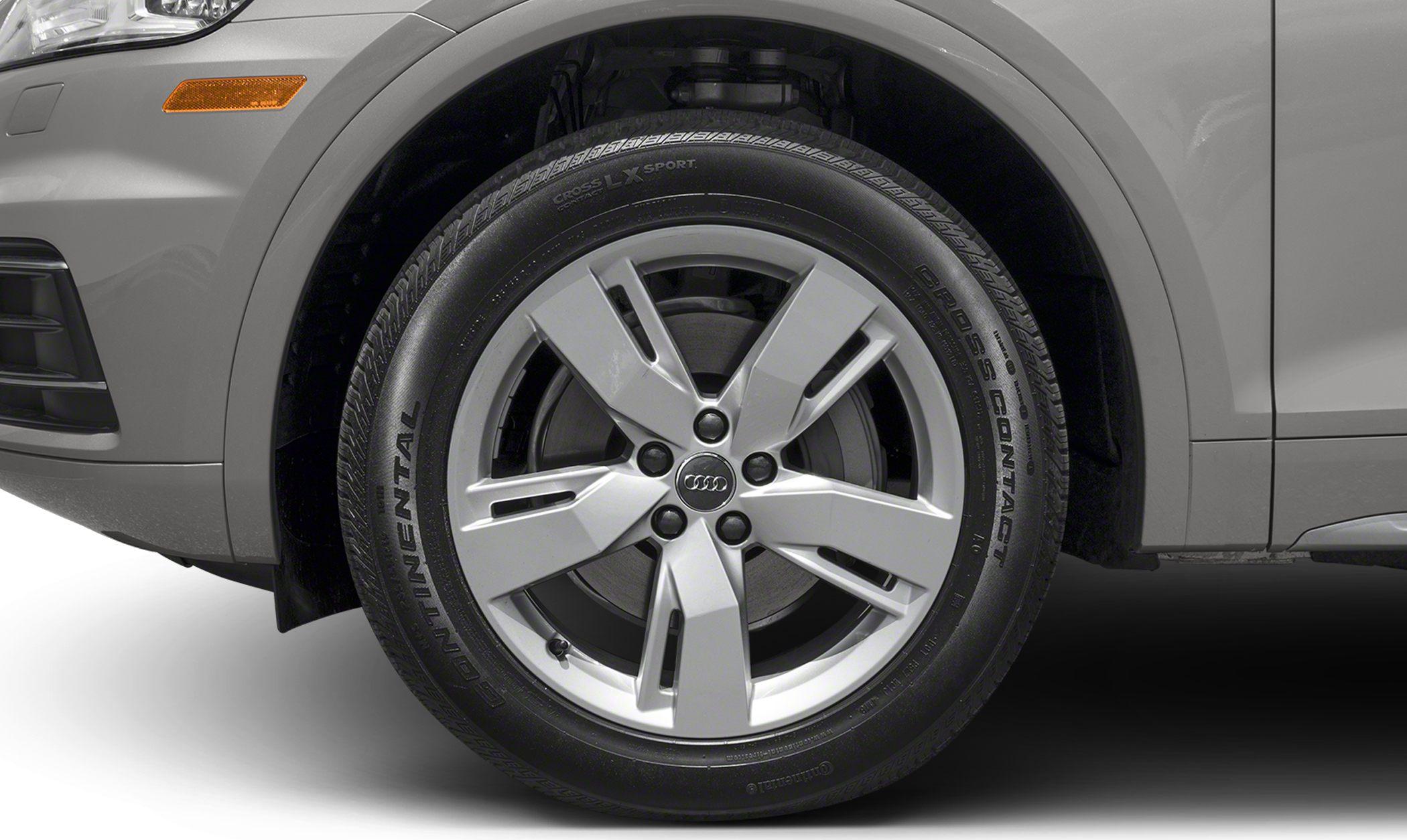 Close-up of alloy wheel and tire on SUV