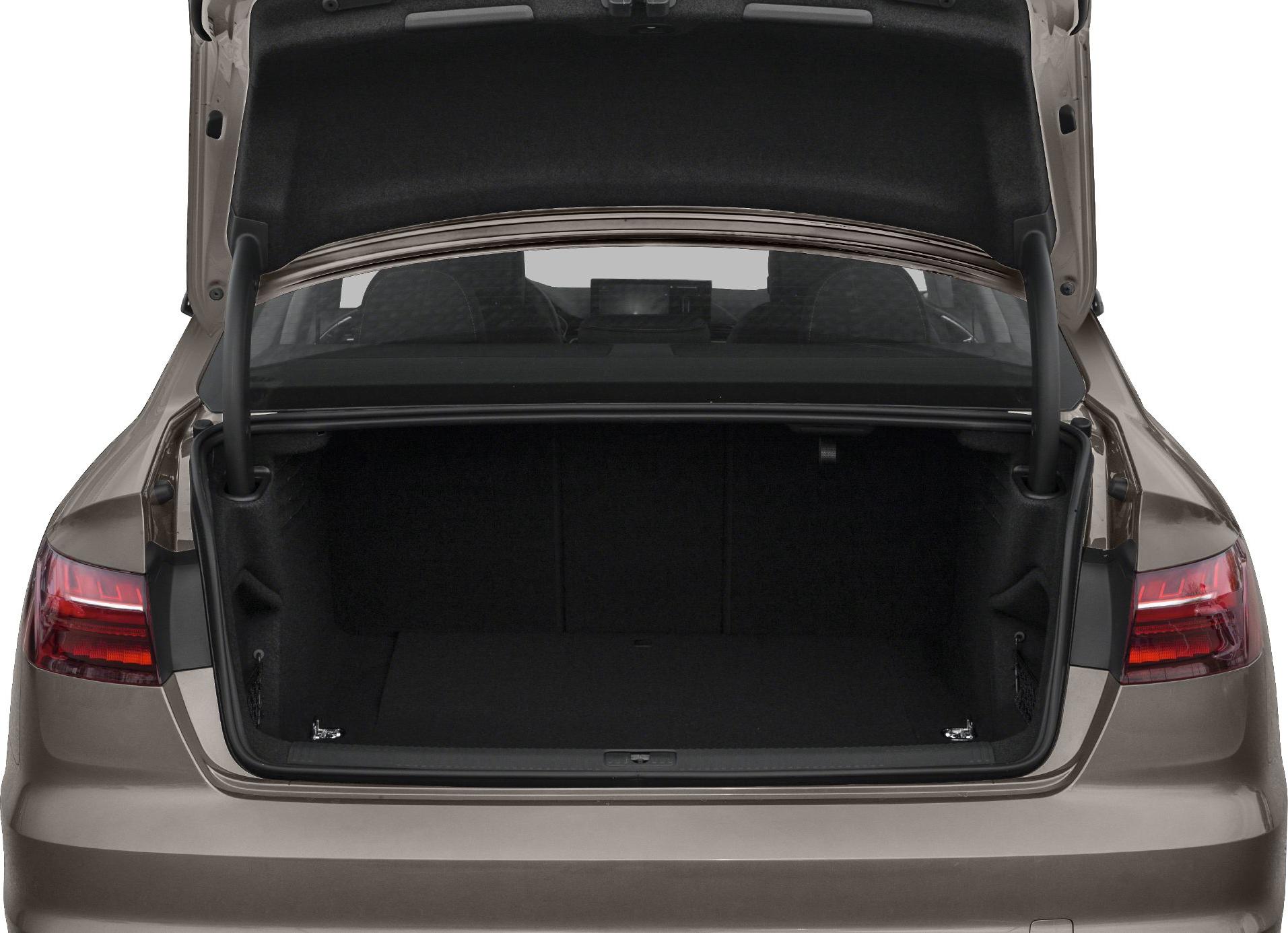 Open spacious trunk with cargo area and rear seat view