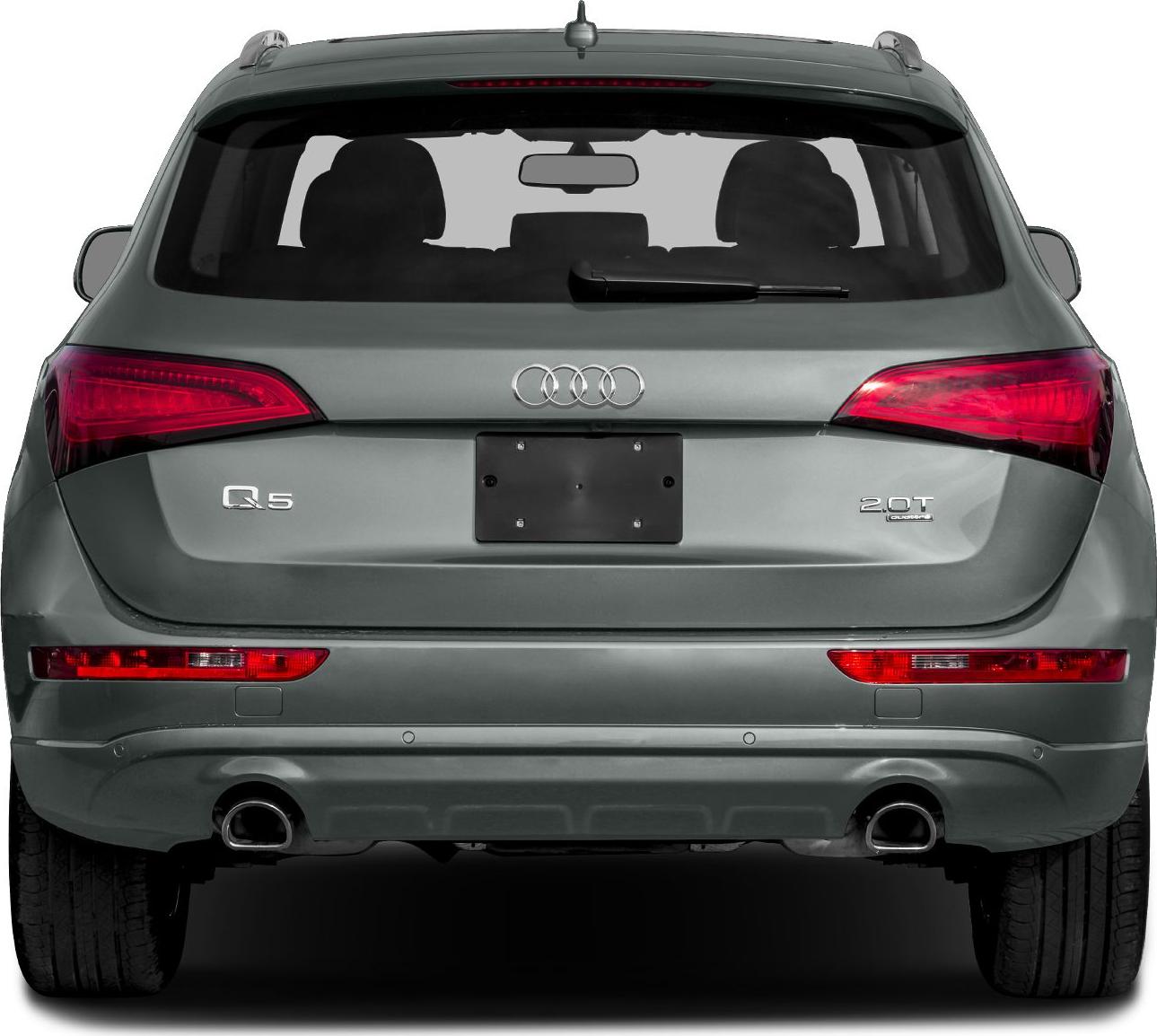 Rear view with dual exhaust, 2.0T Quattro badge, roof rails and LED tail lights.