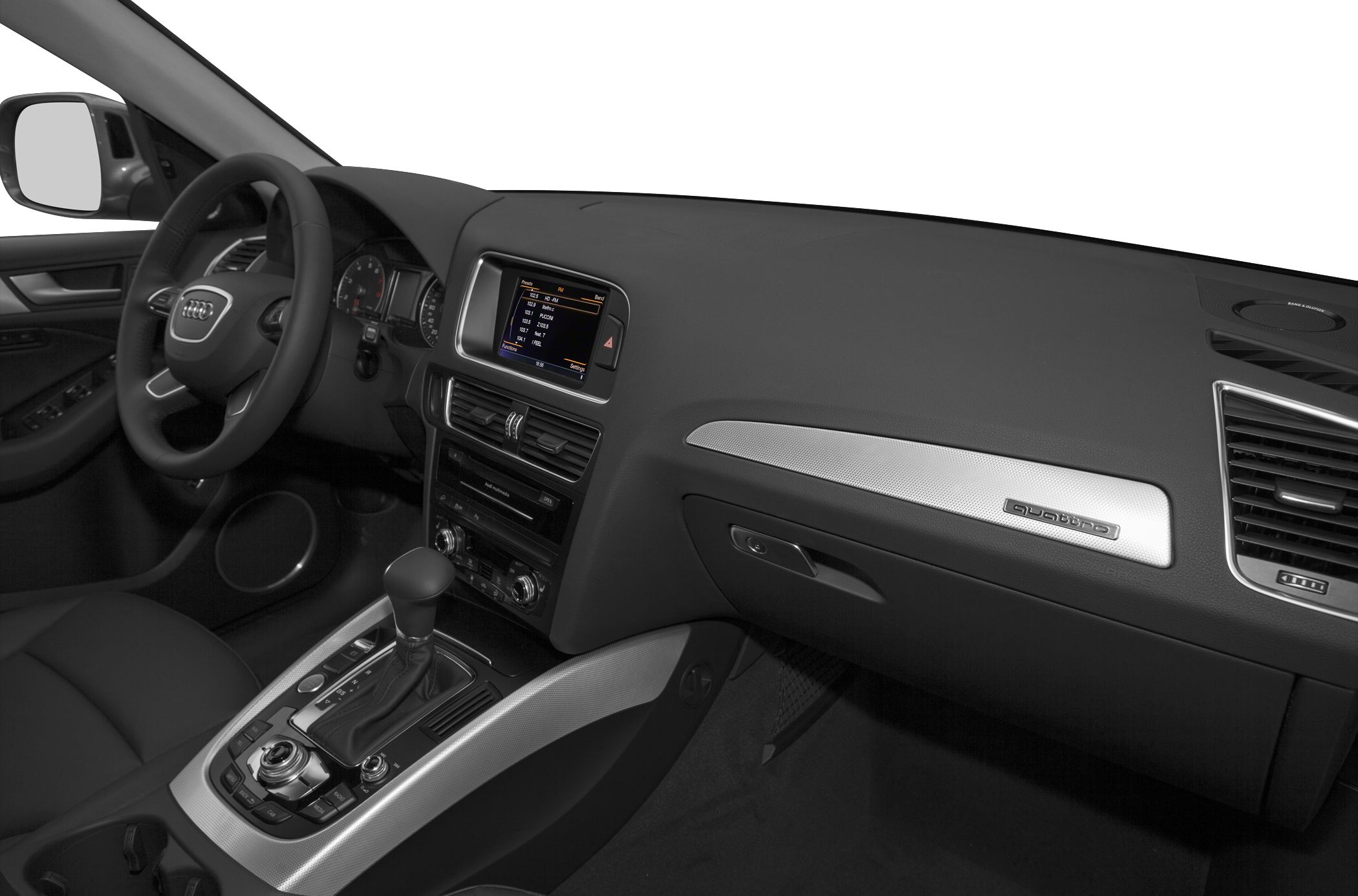 Audi SUV interior dashboard, center console, steering wheel