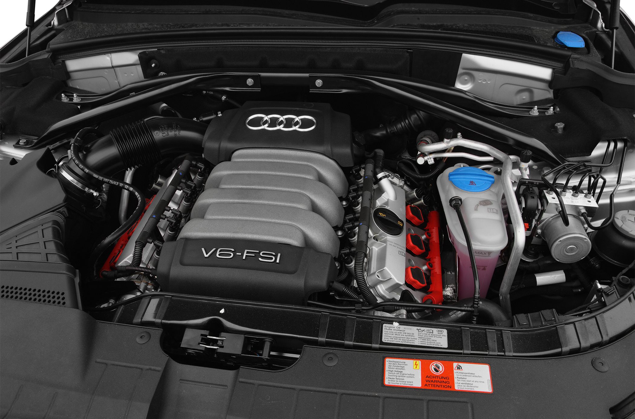 V6 FSI engine with detailed components inside engine bay