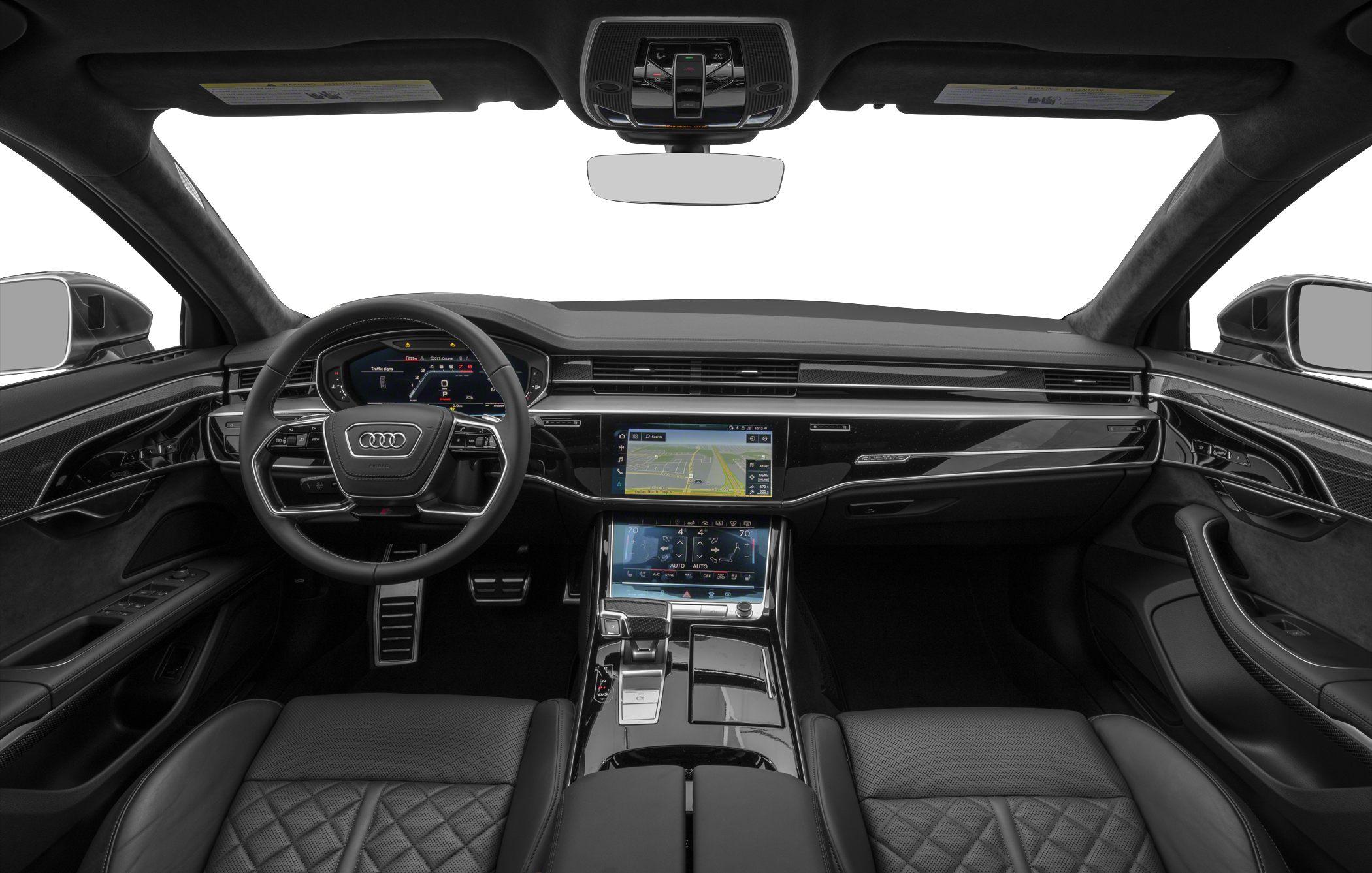 Luxury car interior with digital dashboard and dual touchscreens