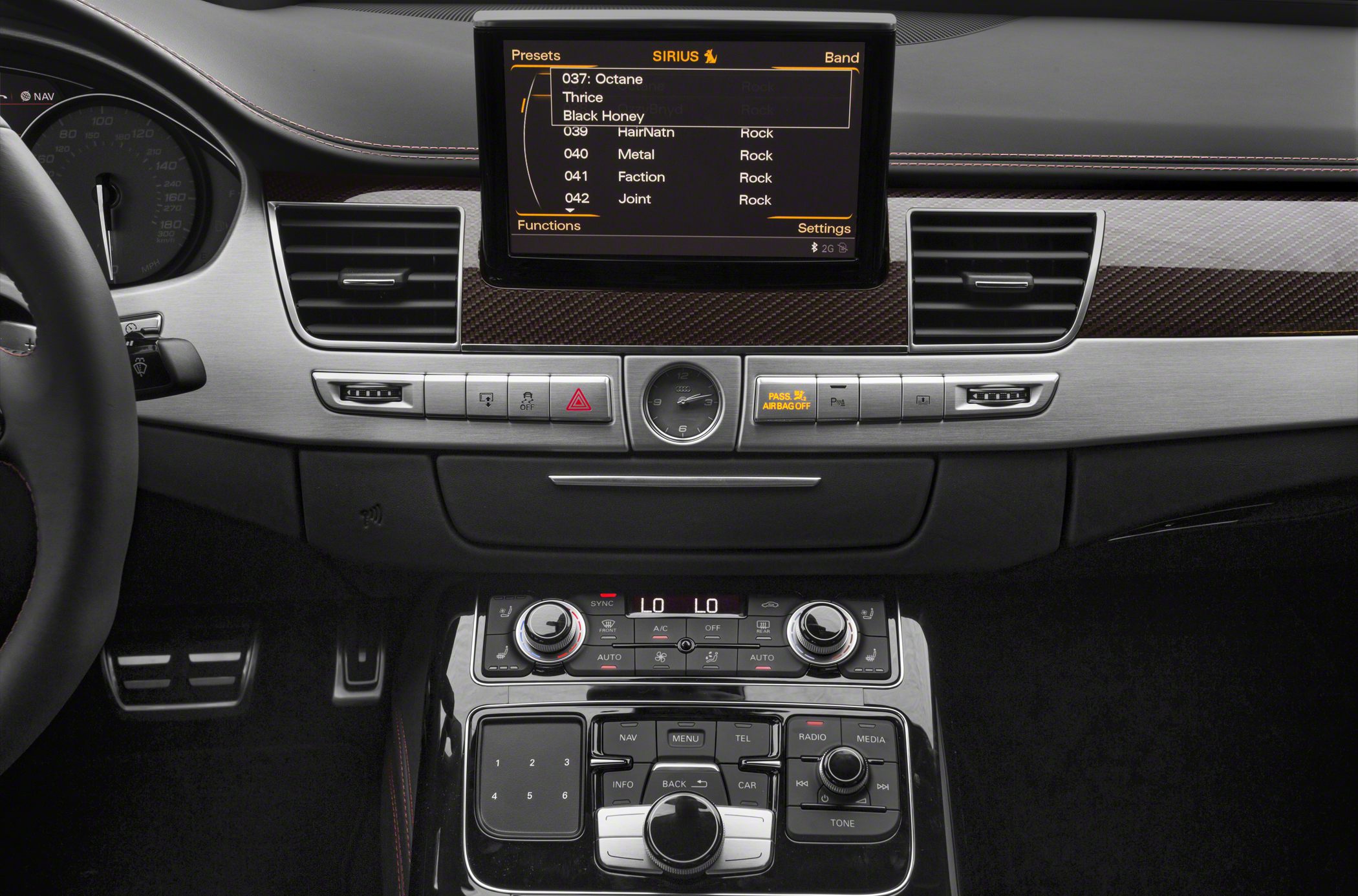 Luxury car interior with central infotainment screen and climate control panel