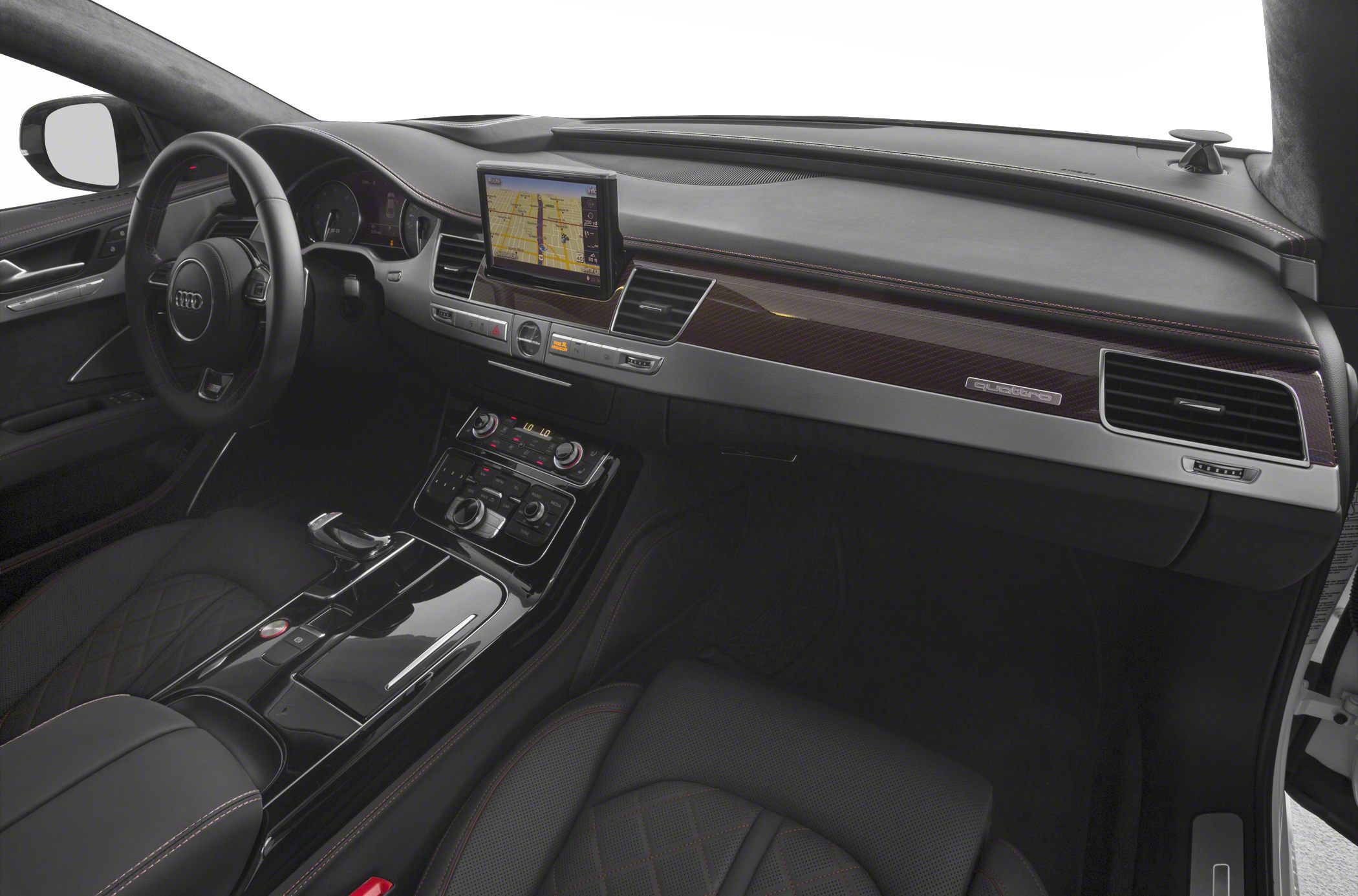 Luxury car interior with navigation display and premium dashboard design