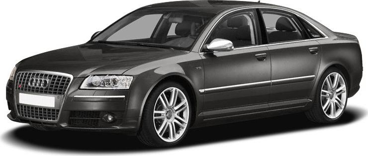 Luxury sedan with signature grille and V10 engine badge