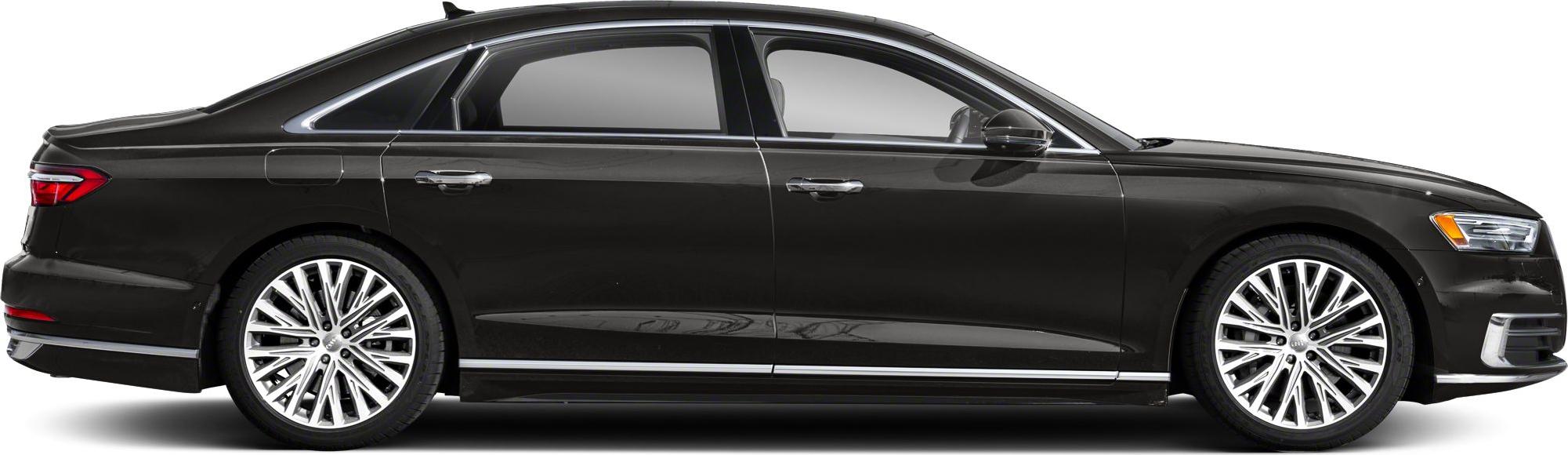 Side profile of a luxury sedan with multi-spoke alloy wheels