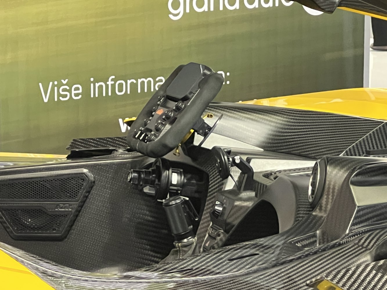 Racing steering wheel and carbon fiber interior cockpit
