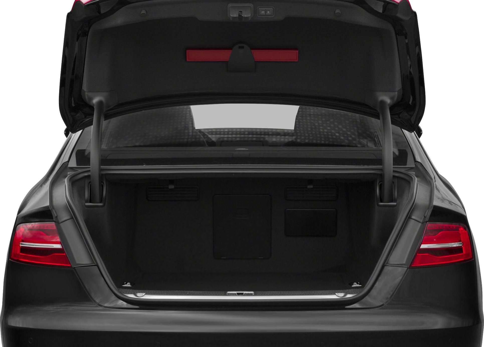 Open trunk with spacious, well-appointed cargo area and visible trunk lid mechanisms
