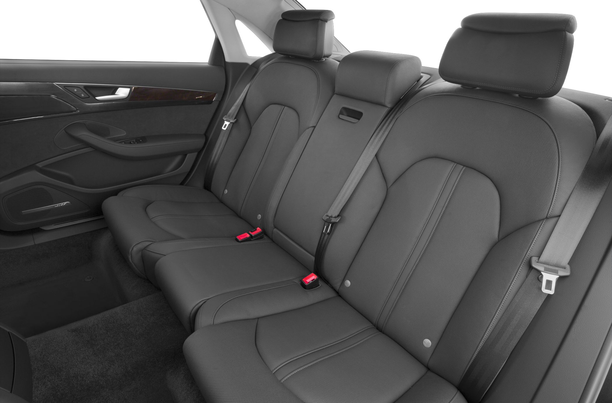 Premium leather rear seats with adjustable headrests and integrated seat belts