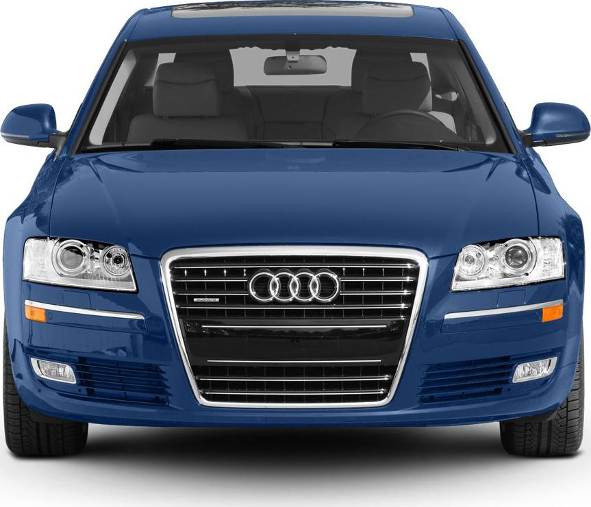 Close-up frontal view of 2007 luxury sedan grille and headlights