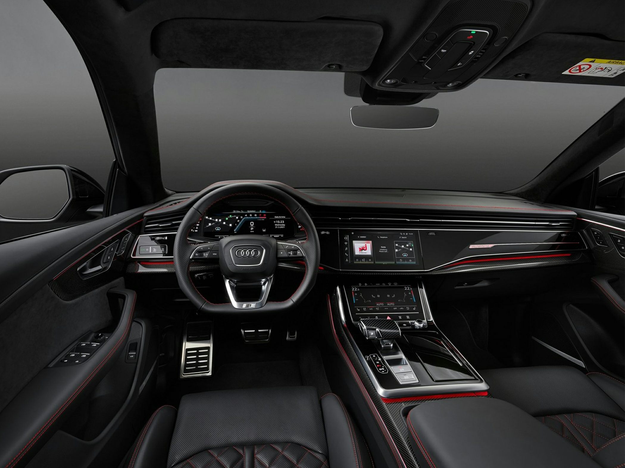 Digital cockpit and dual touchscreen infotainment in premium SUV interior