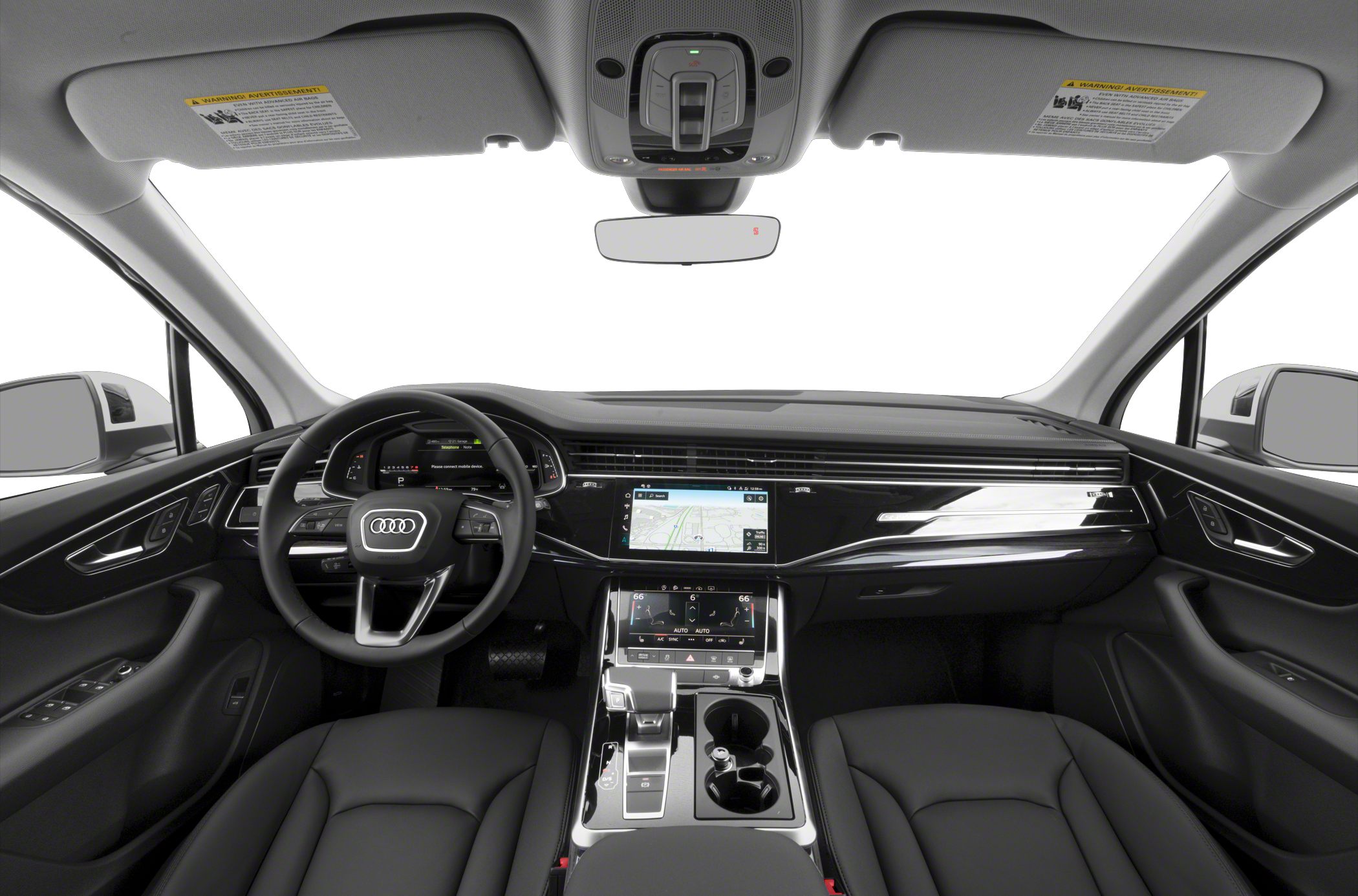 Modern dashboard with dual touchscreen displays and digital instrument cluster
