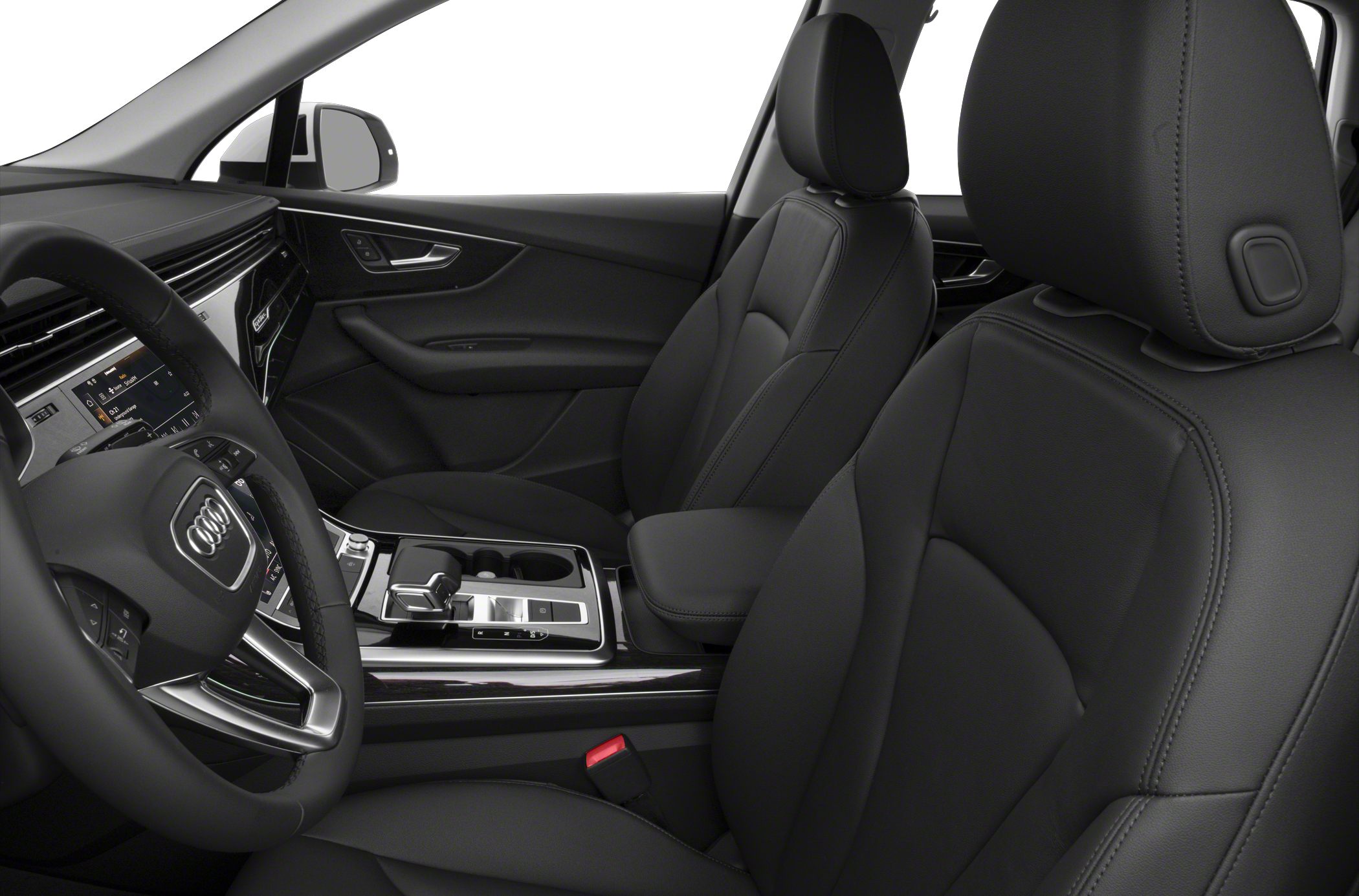 Luxurious front seats with steering wheel and advanced center console