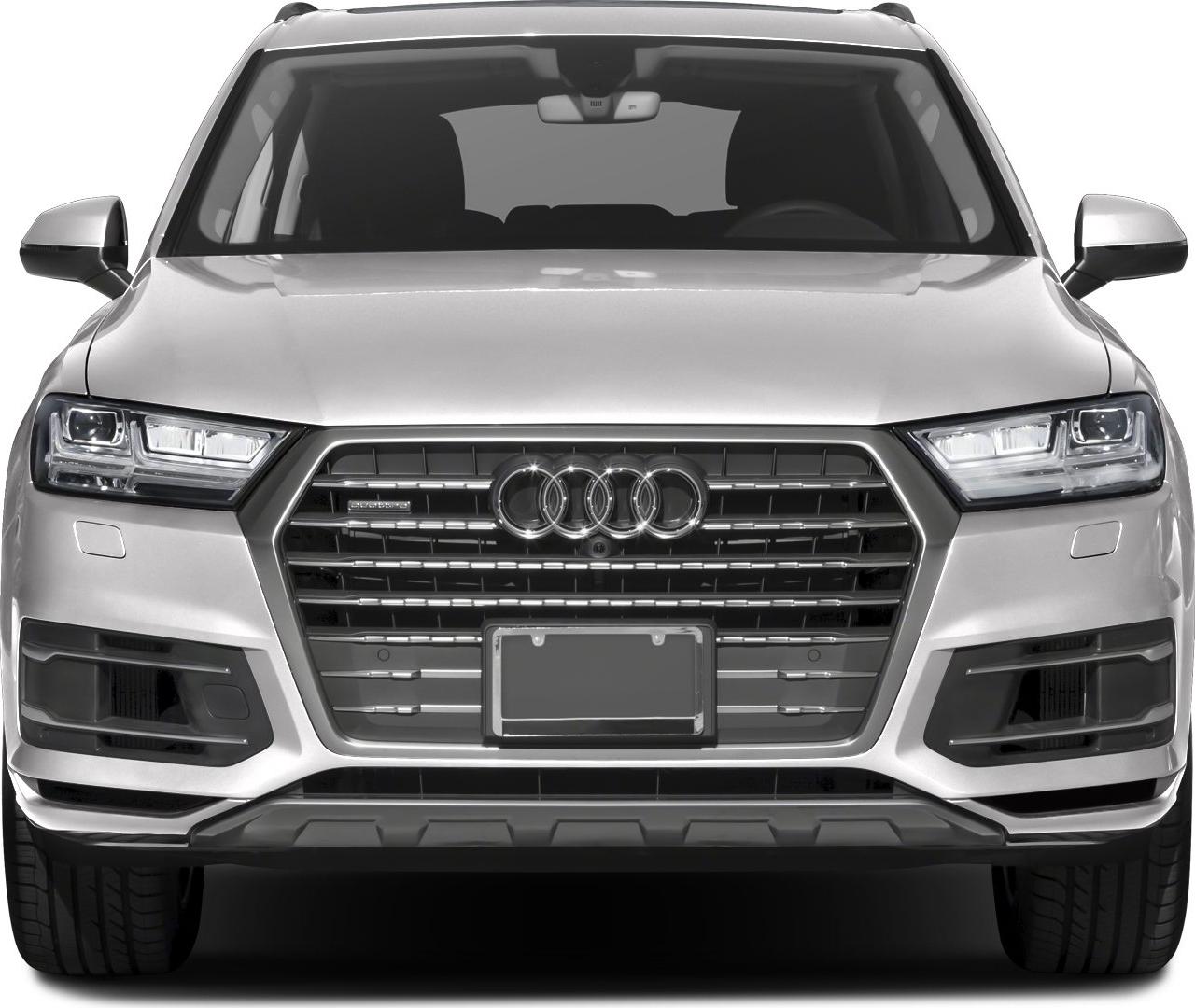 Close-up of SUV front grille and headlights