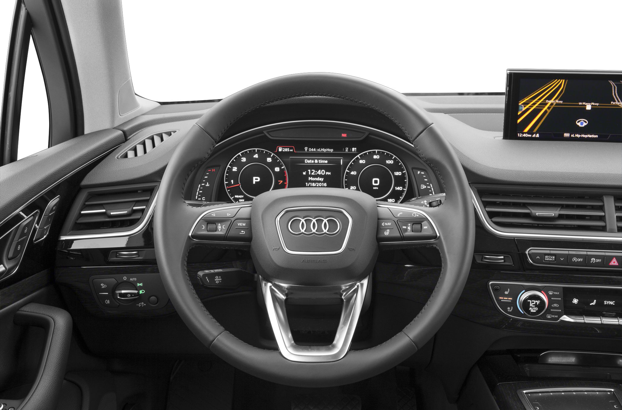 Digital dashboard and multifunction steering wheel with infotainment display