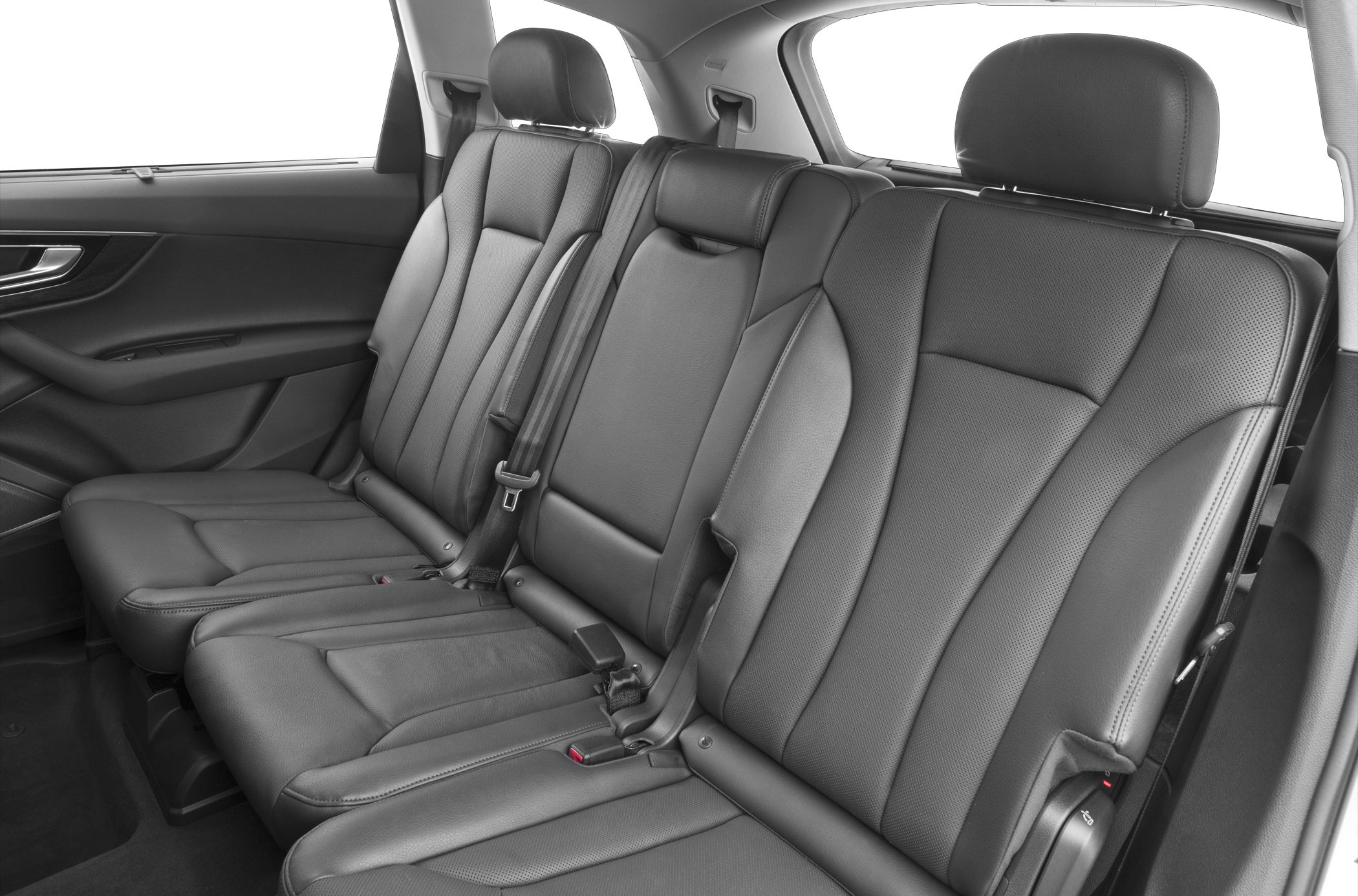 Rear leather seats with headrests and seat belts
