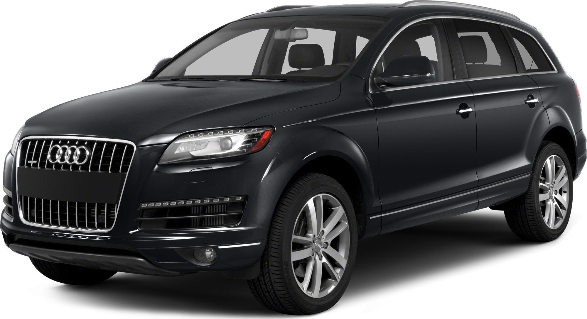 Side front view of Audi SUV with LED headlights and signature grille