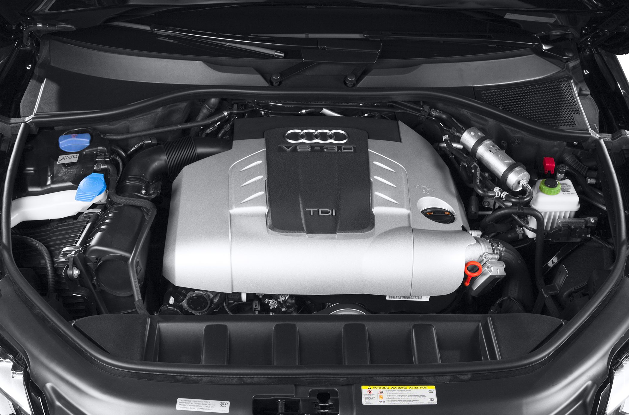 V8 3.0 TDI diesel engine with visible engine cover and components